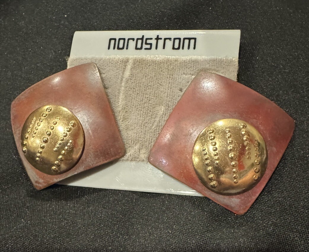 vtg copper & gold tone nordstrom earrings pierced 1980s modern