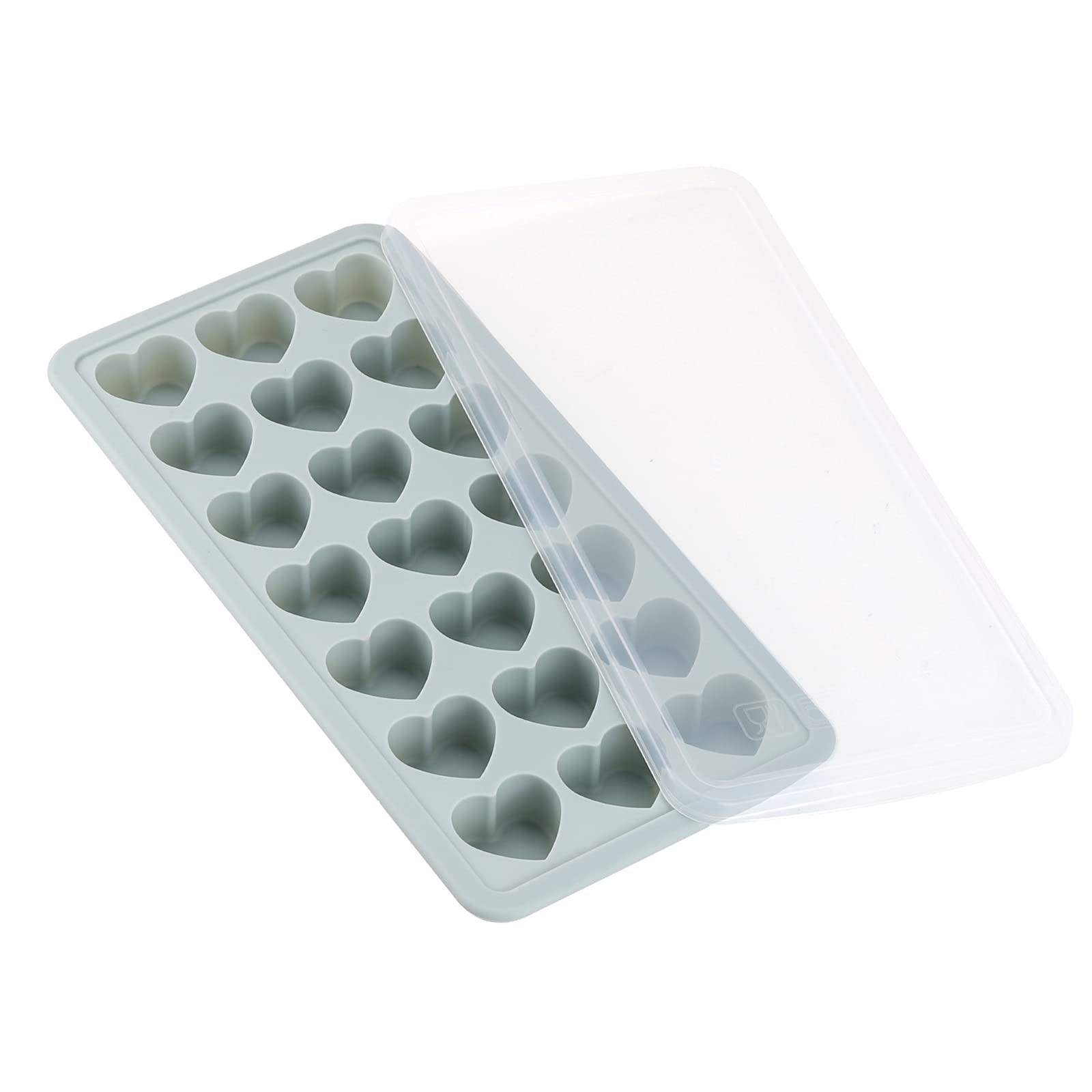 Blue Heart Shaped Ice Cube Tray with Lid 21 Cavity Chocolate Mold