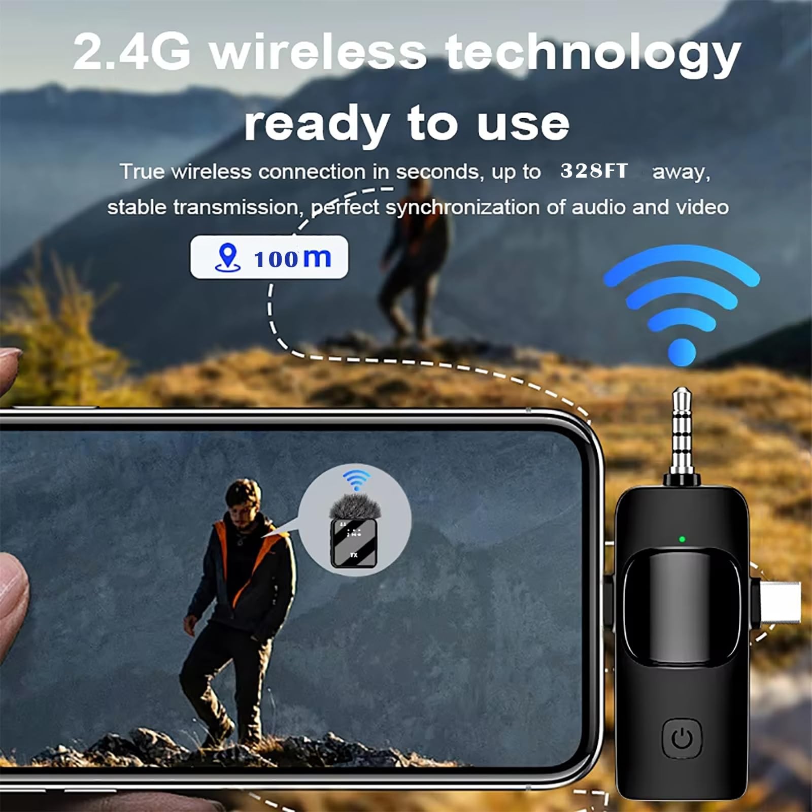 3-in-1 Mini Wireless Lavalier Microphone for iPhone, Android & Camera - Ideal...