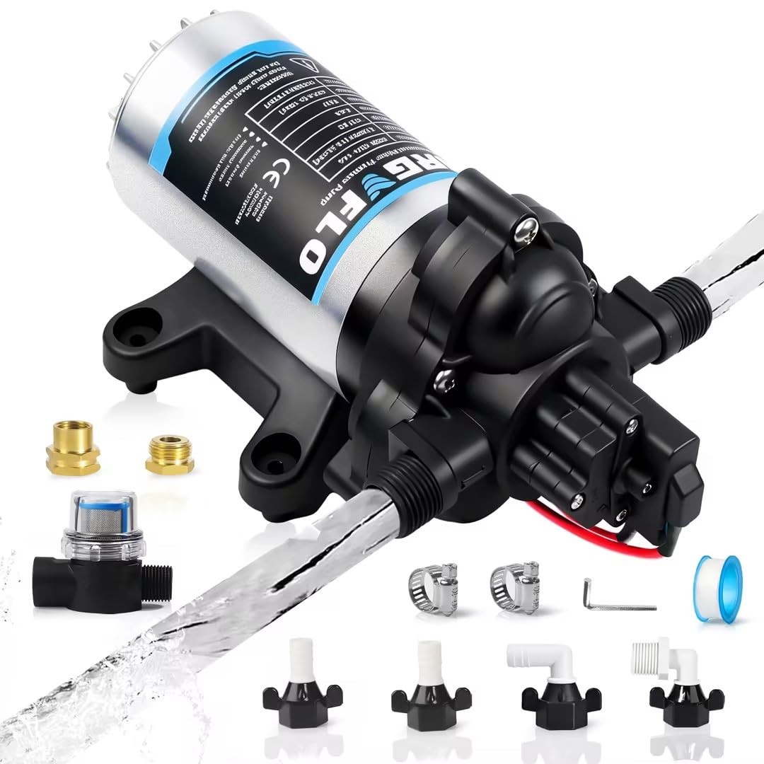 HighPerformance 12V RV Water Pump 45 PSI, 3.5 GPM Diaphragm for Marine/Yacht