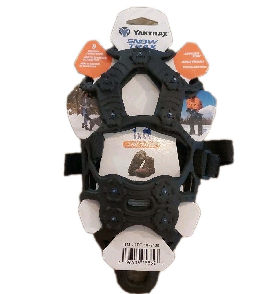 Yaktrax Snow Trax w/Carbide Spikes & Adjustable Strap L-XL Men 8-12 Women 9.5+