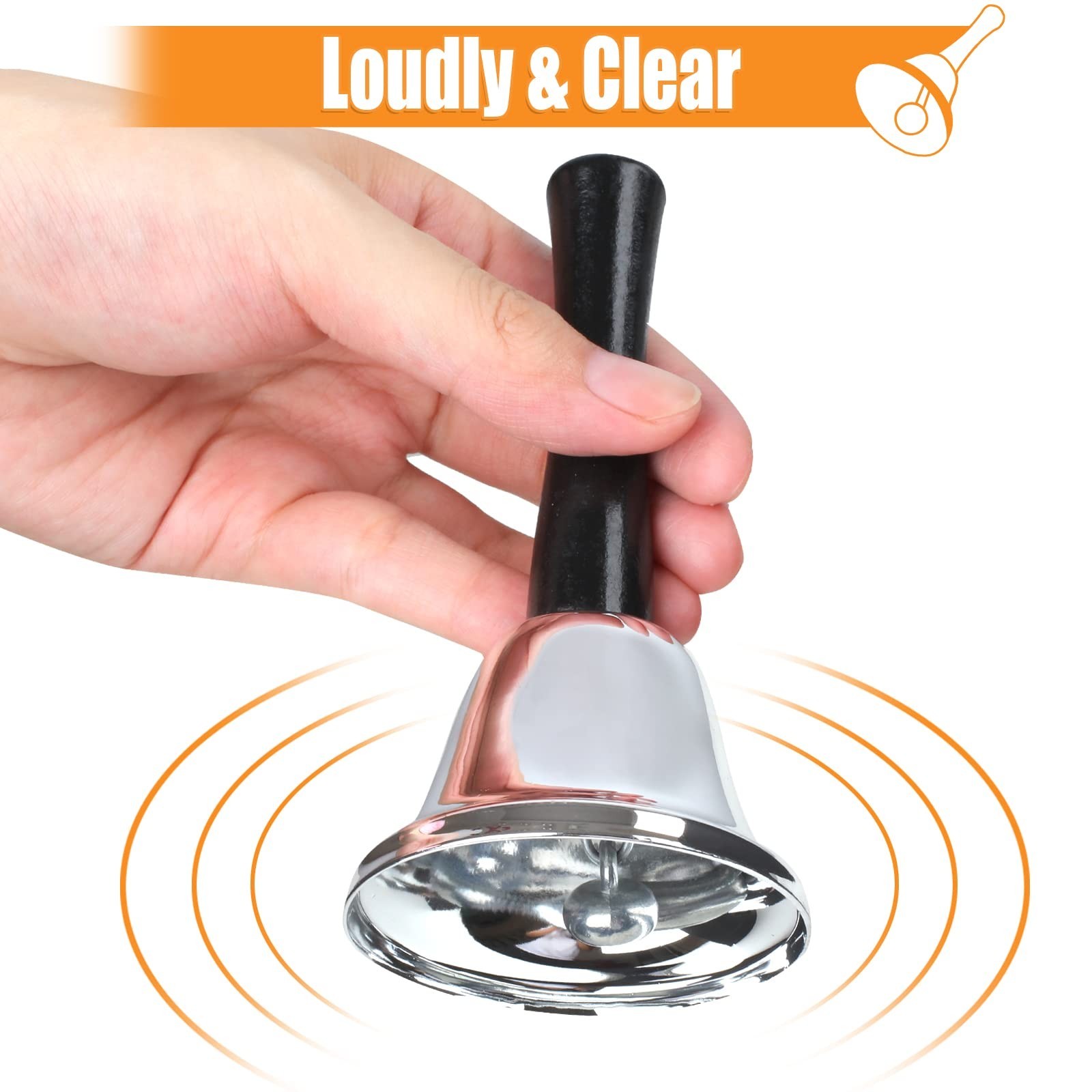 Joyberg 2 Pack Hand Bell Silver Steel Bell with Handle (Silver)