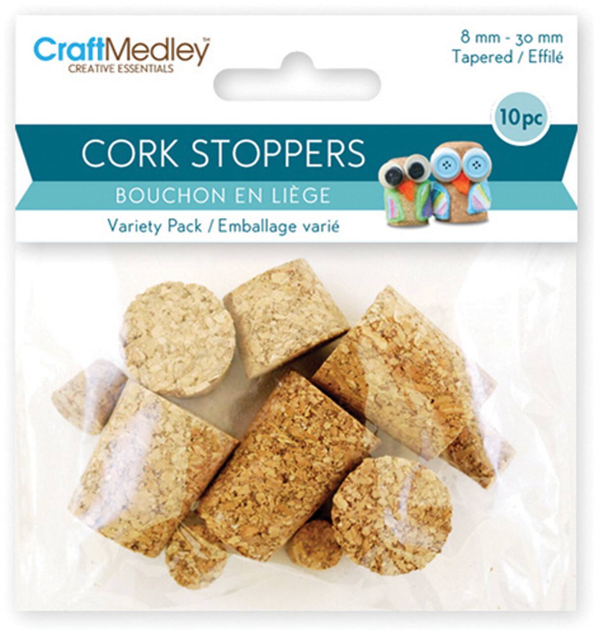Multicraft Imports GC035 Cork Stoppers Value Pack-Assorted 10/Pkg (6Pk)