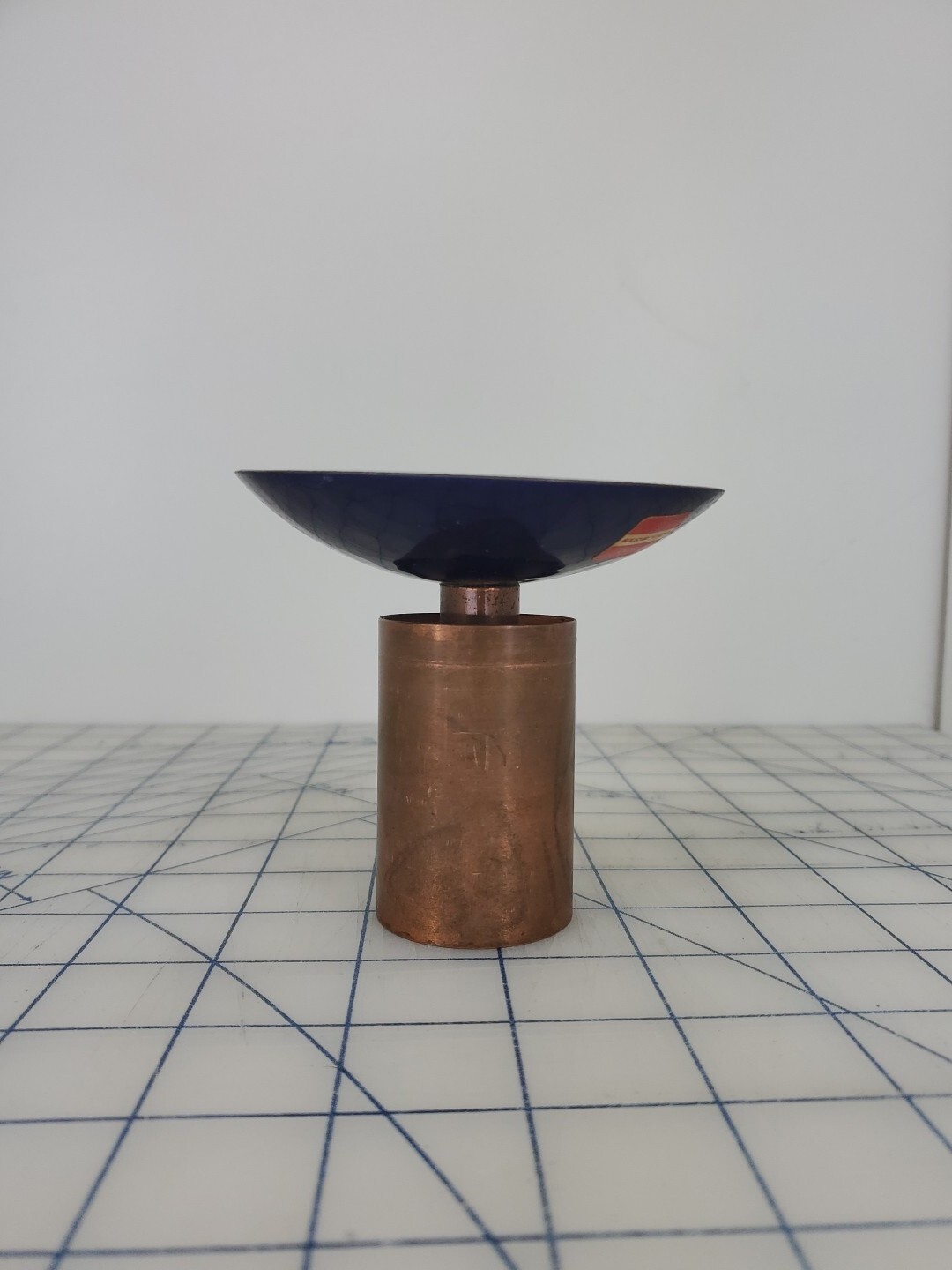 MCM Mid Century Blue enameled Copper Candleholder Expertic DDR Germany