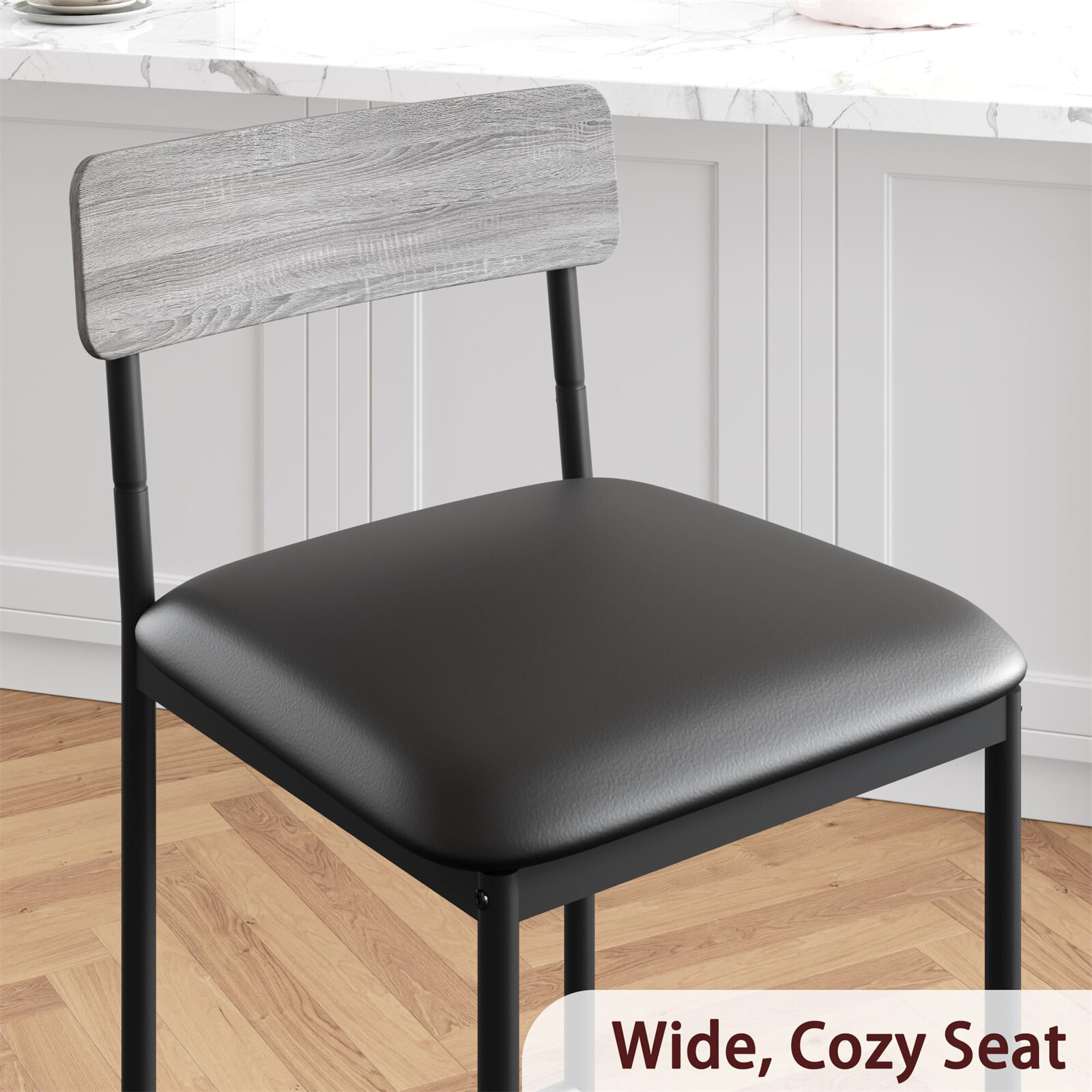 Dining Table Kitchen Table Set with 2 Upholstered Chairs 3 Large Storage Shelve