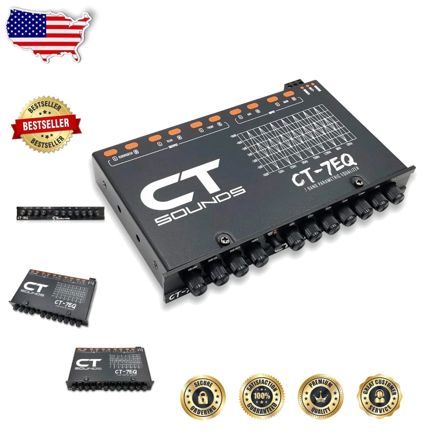 Advanced 7-Band Parametric Car Equalizer - 1/2 Din, Crisp Sound, Easy Install