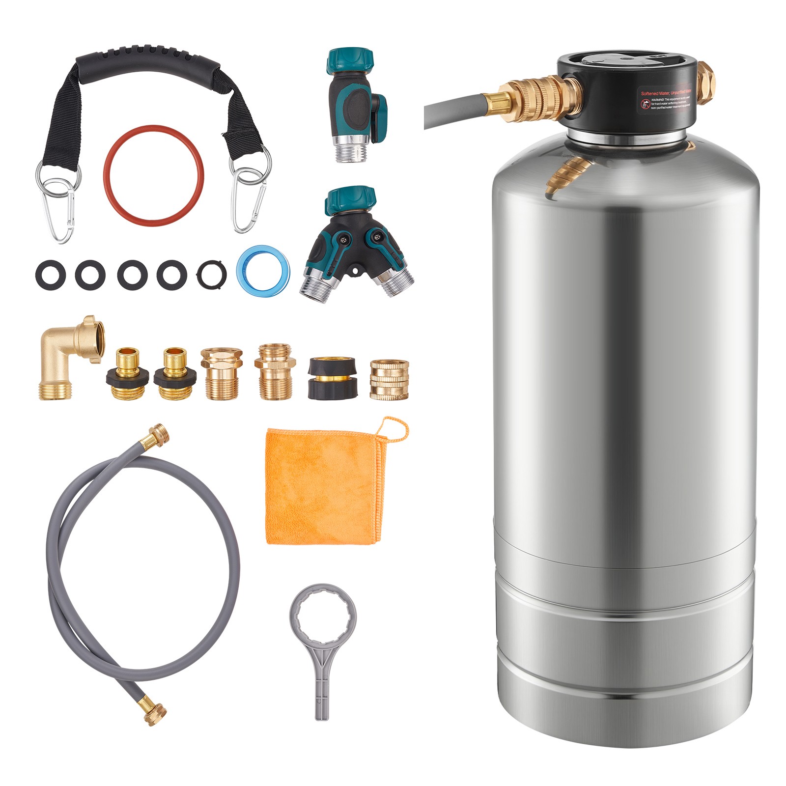 Uimoso Portable RV Water Softener 16000 Grain Stainless Steel Water Softener