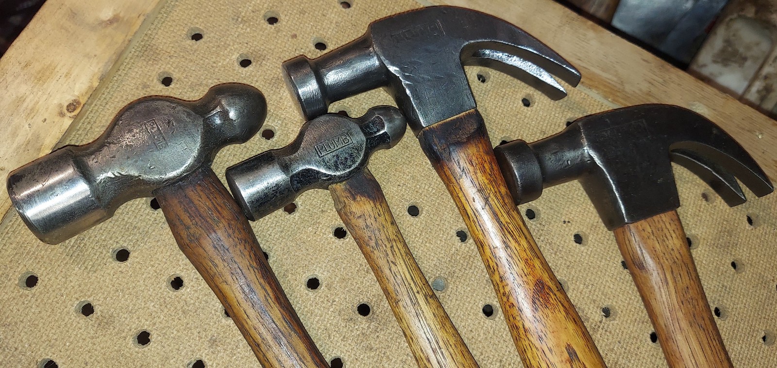 Vintage Lot of 4 Plumb Hammers 2 ball peens, plumb victroy