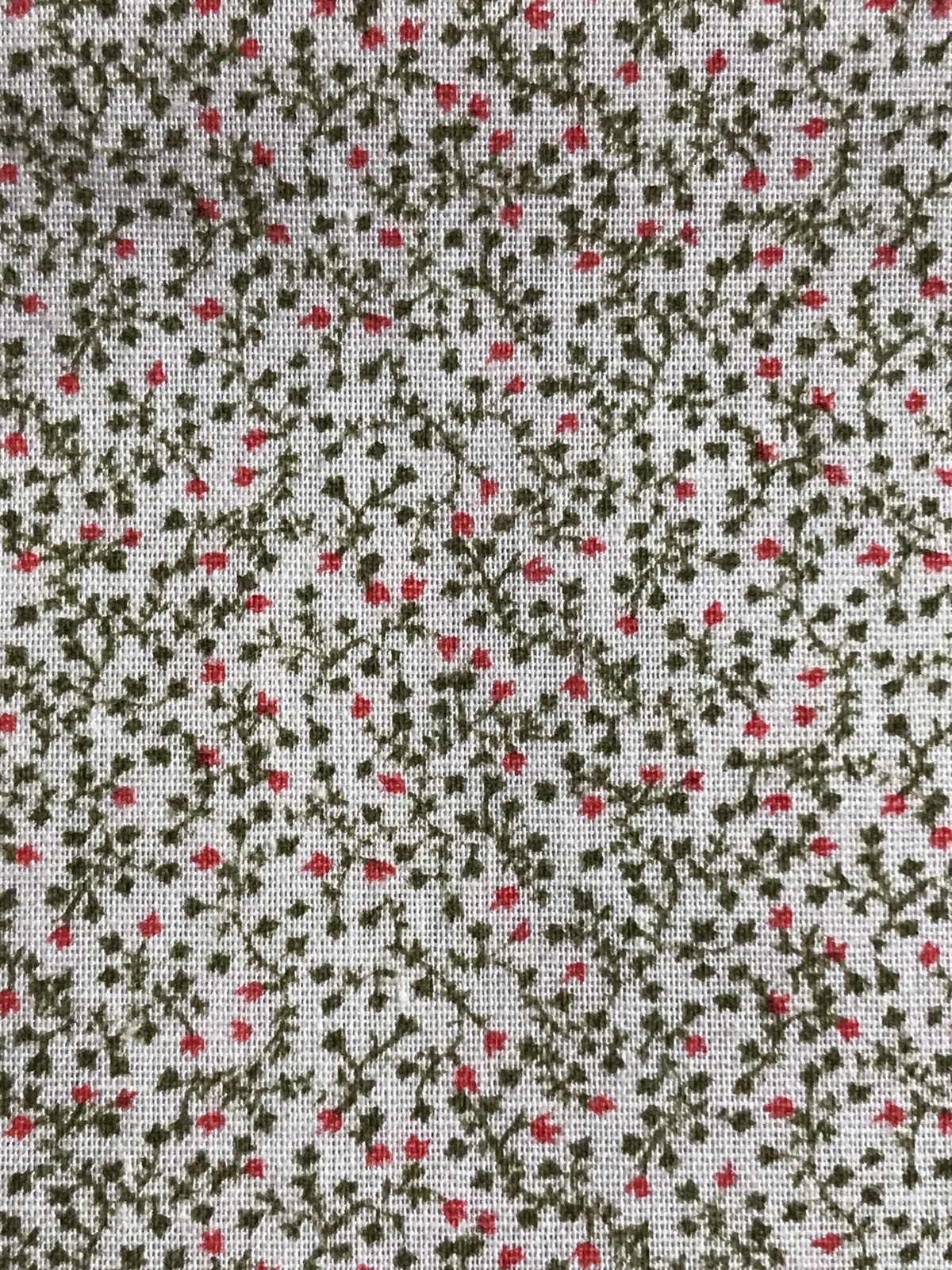 Green & Red Floral & Vines Print Fabric Cottage Core 1 Yard + 8” x 44 NEW