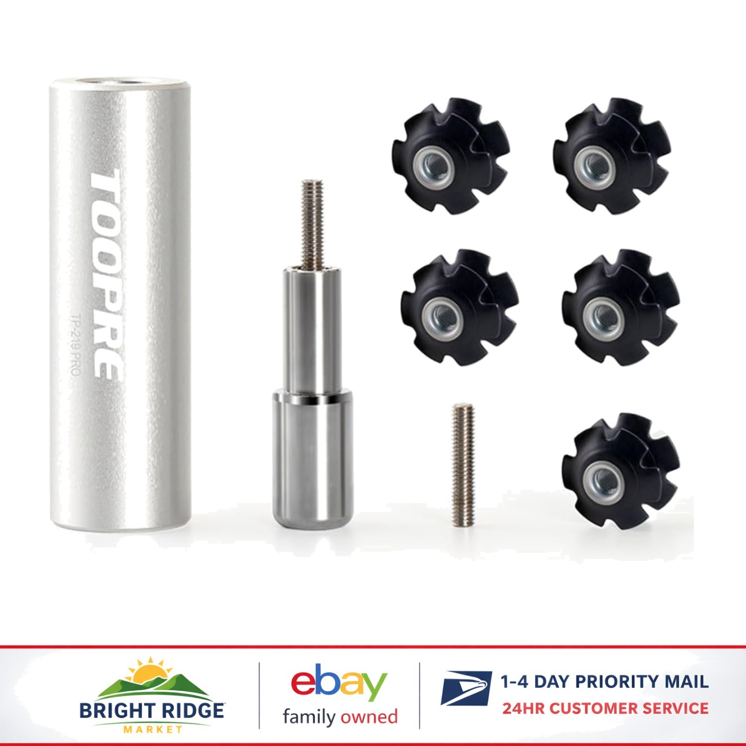 Bicycle Fork Star Nut Installer Tool with Spare Screw and 5 Star Nuts Included
