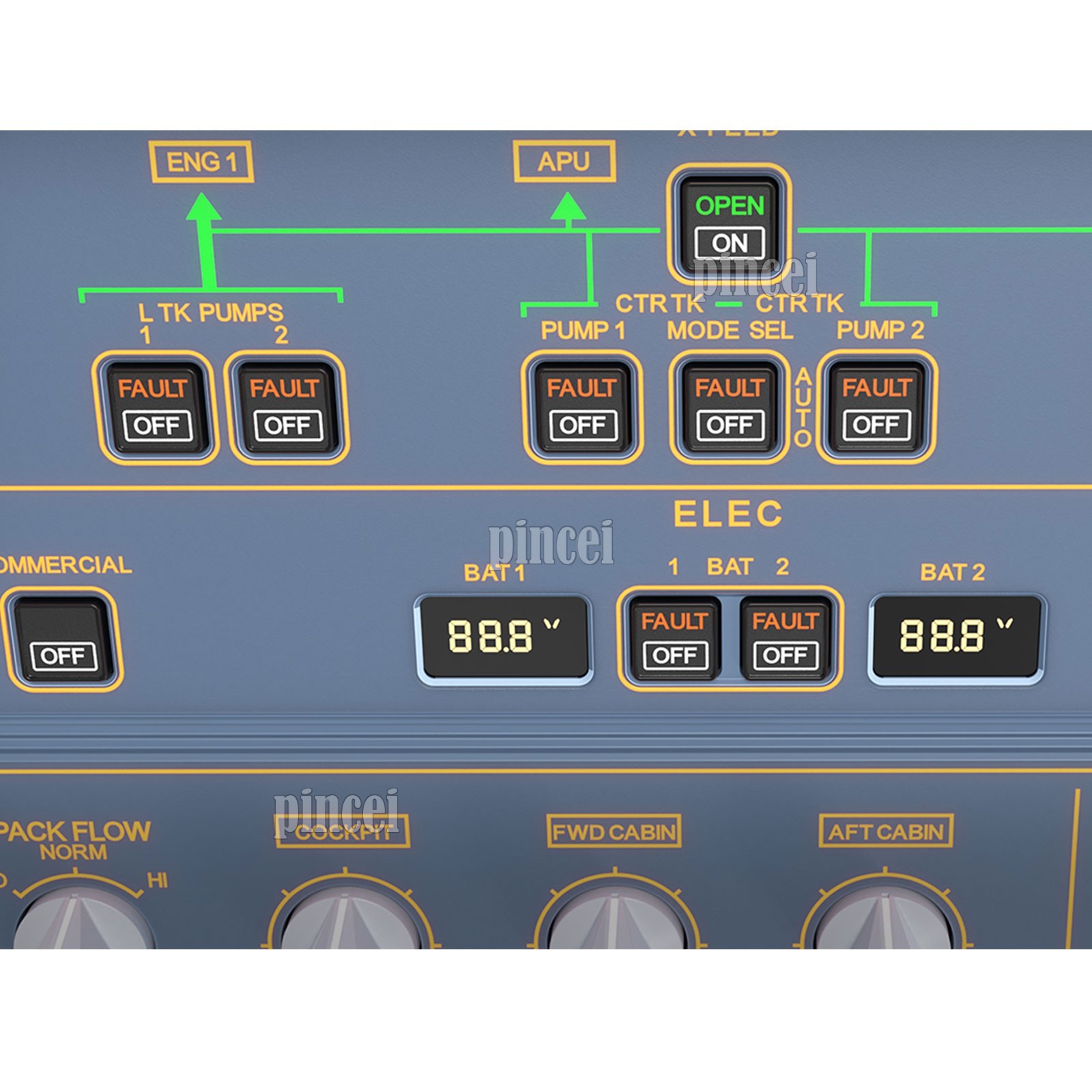 WINGFLEX A320 Overhead Panel with IRS & Lighting Panels Designed Open box
