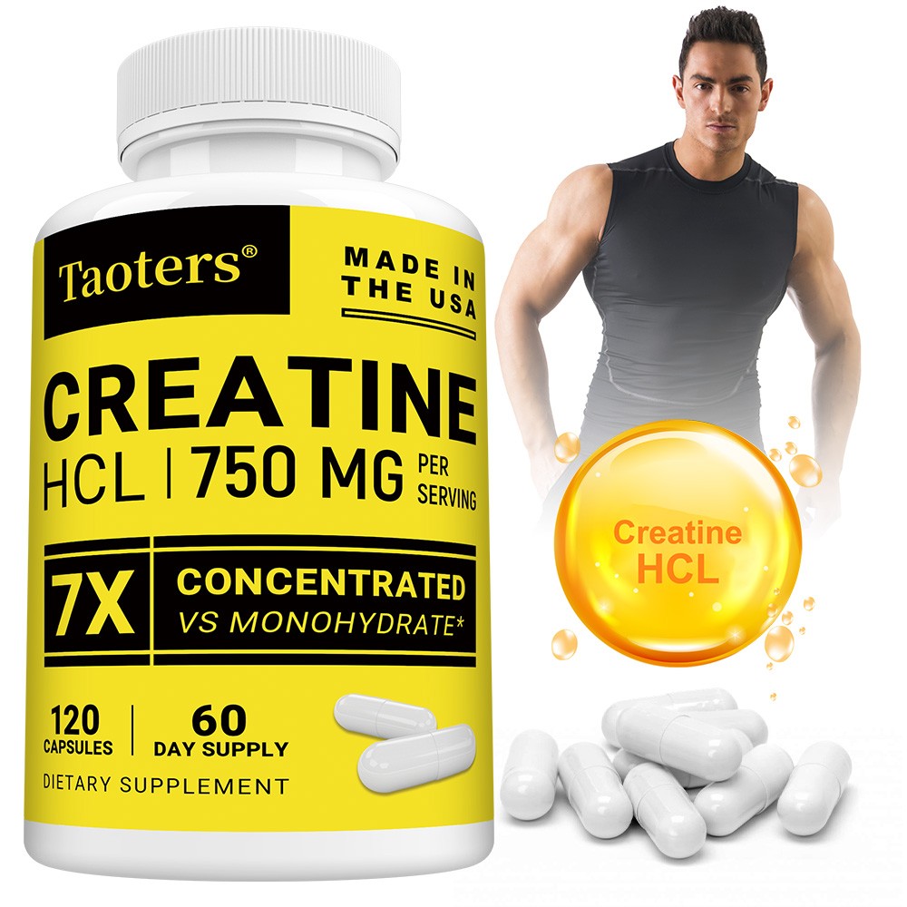 Creatine Hcl 750 Mg 30-120 Capsules Supports Immune Energy Health Muscle Growth