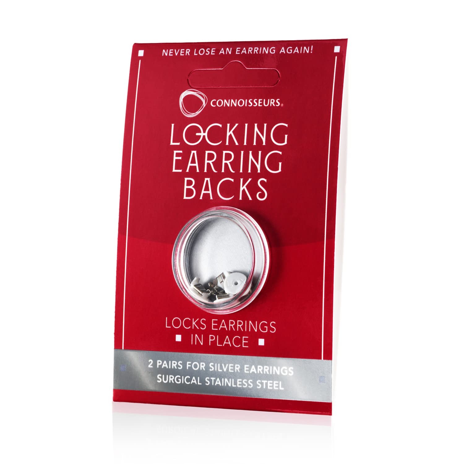 Connoisseurs Locking Earring Backs - 2 Pairs - Fits Most .5-1mm Silver Earrings