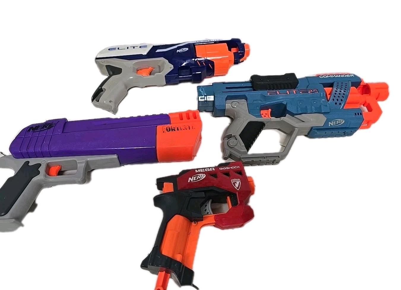 NERF GUNS LOT. ELITE, FORNITE, MEGA & ELITE2C Lot Of 4 Nerf Guns