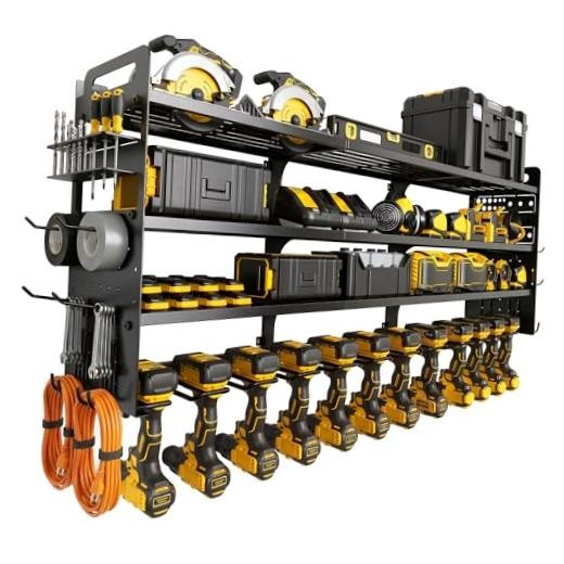 4 Tier Power Tool Organizer Wall Mount, 450 lb Garage Tool Storage Rack |