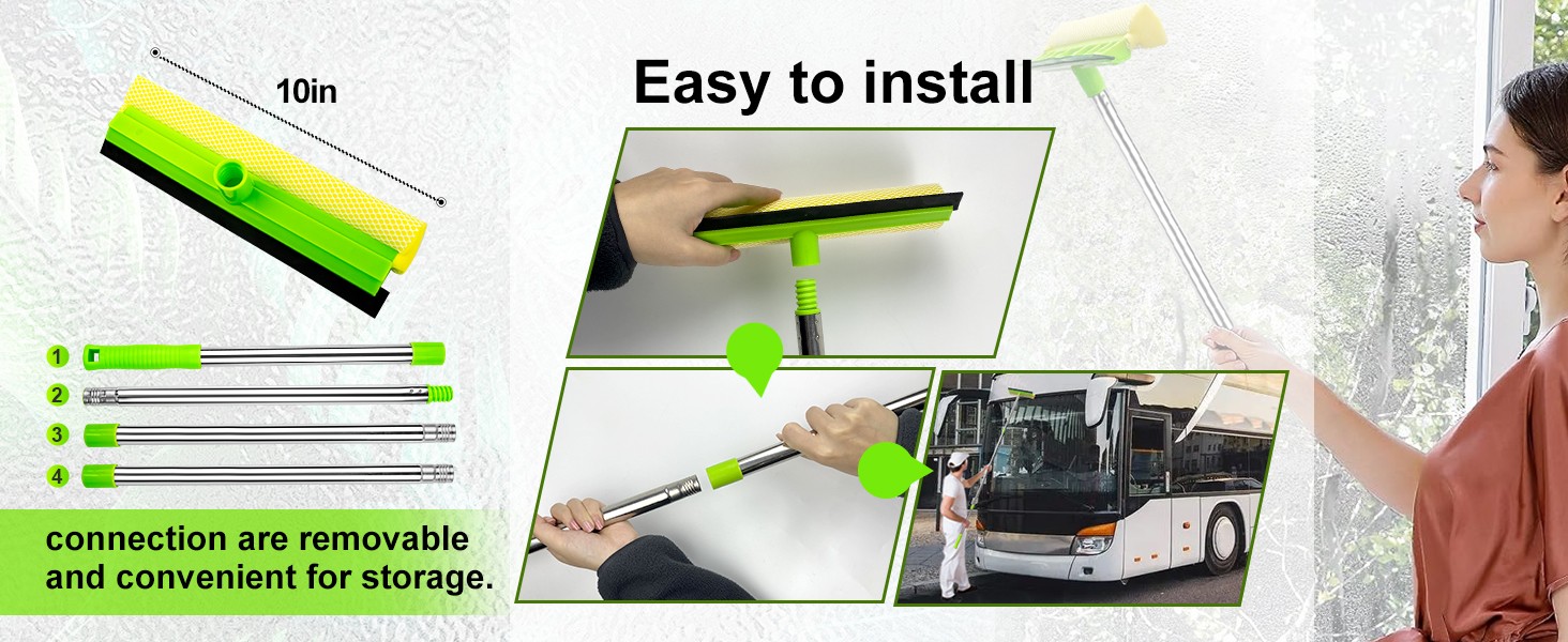 Window Squeegee, Squeegee for Window Cleaning, 2 in 1 Squeegee Window Cleaner