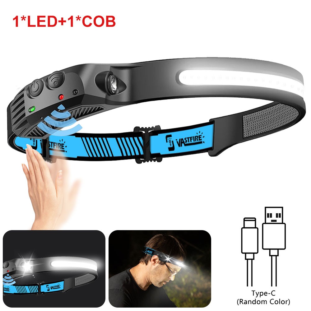 Sensor Motion LED Headlamp Worklight Head Light USB Rechargeable COB Light Bar