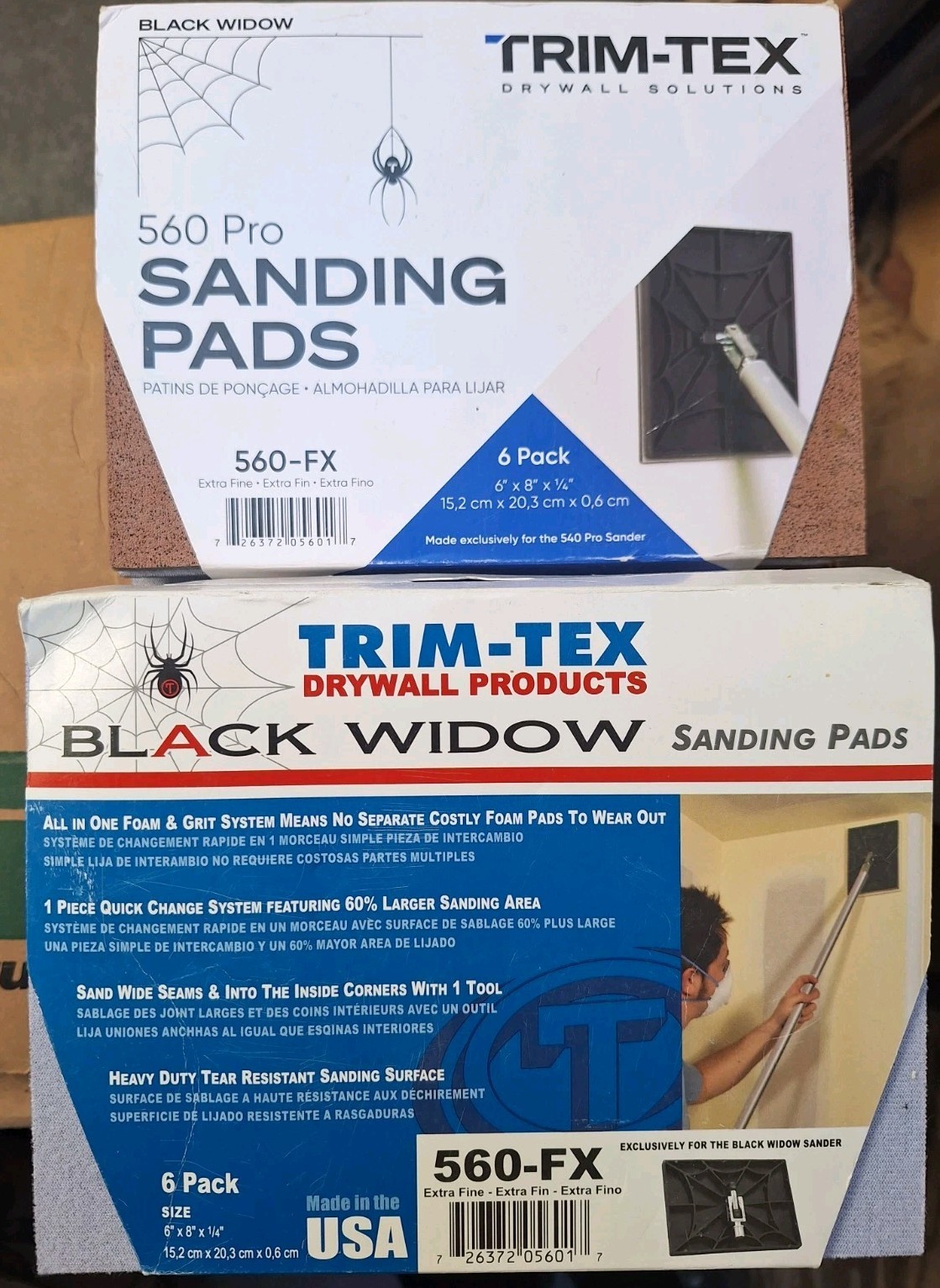 ** 3 Pack **   Trim-Tex Black Widow 560 Extra Fine 220 Grit 6/Pack 18 total.