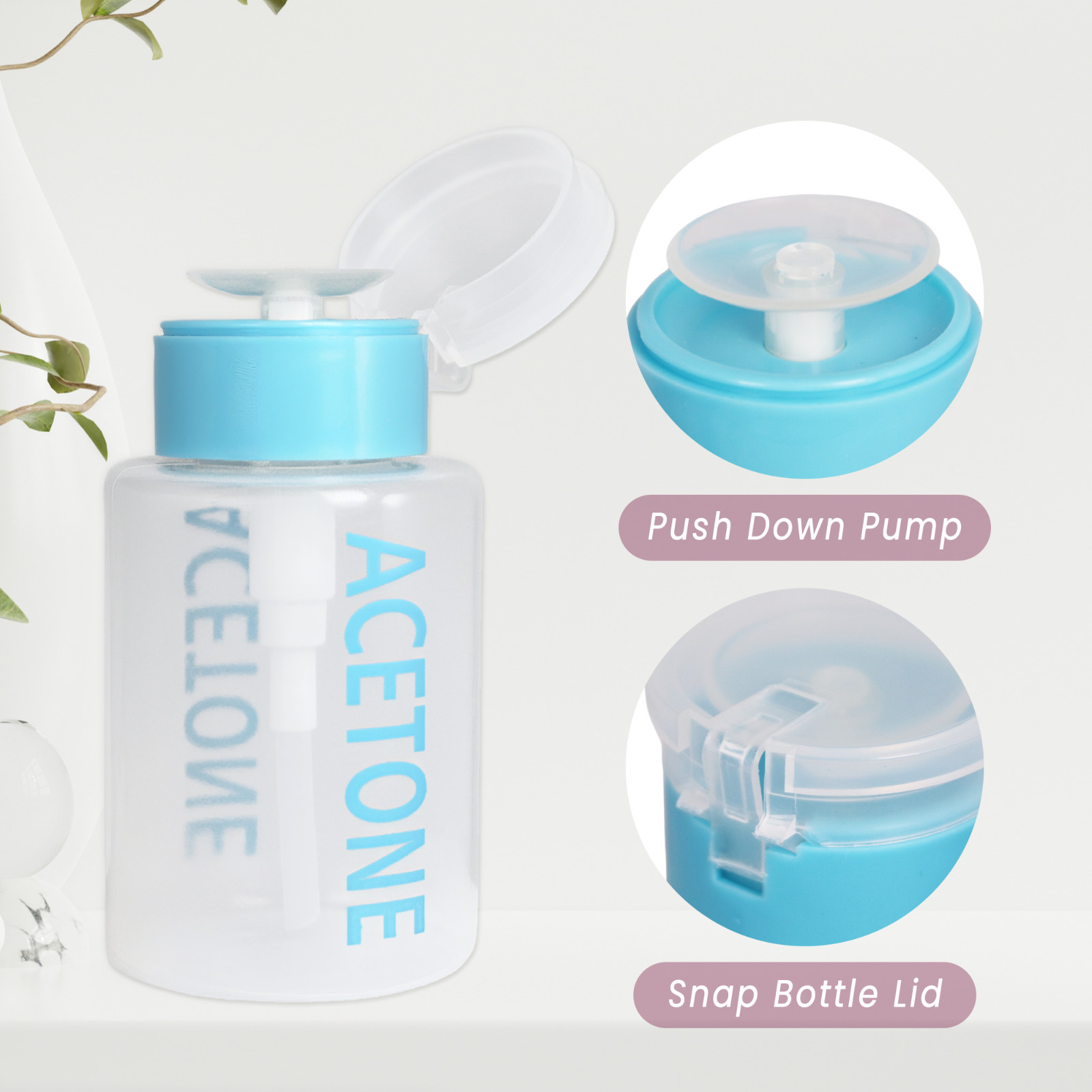 Pana 6 oz Labeled Liquid Push Down Pump Dispenser Empty Bottle