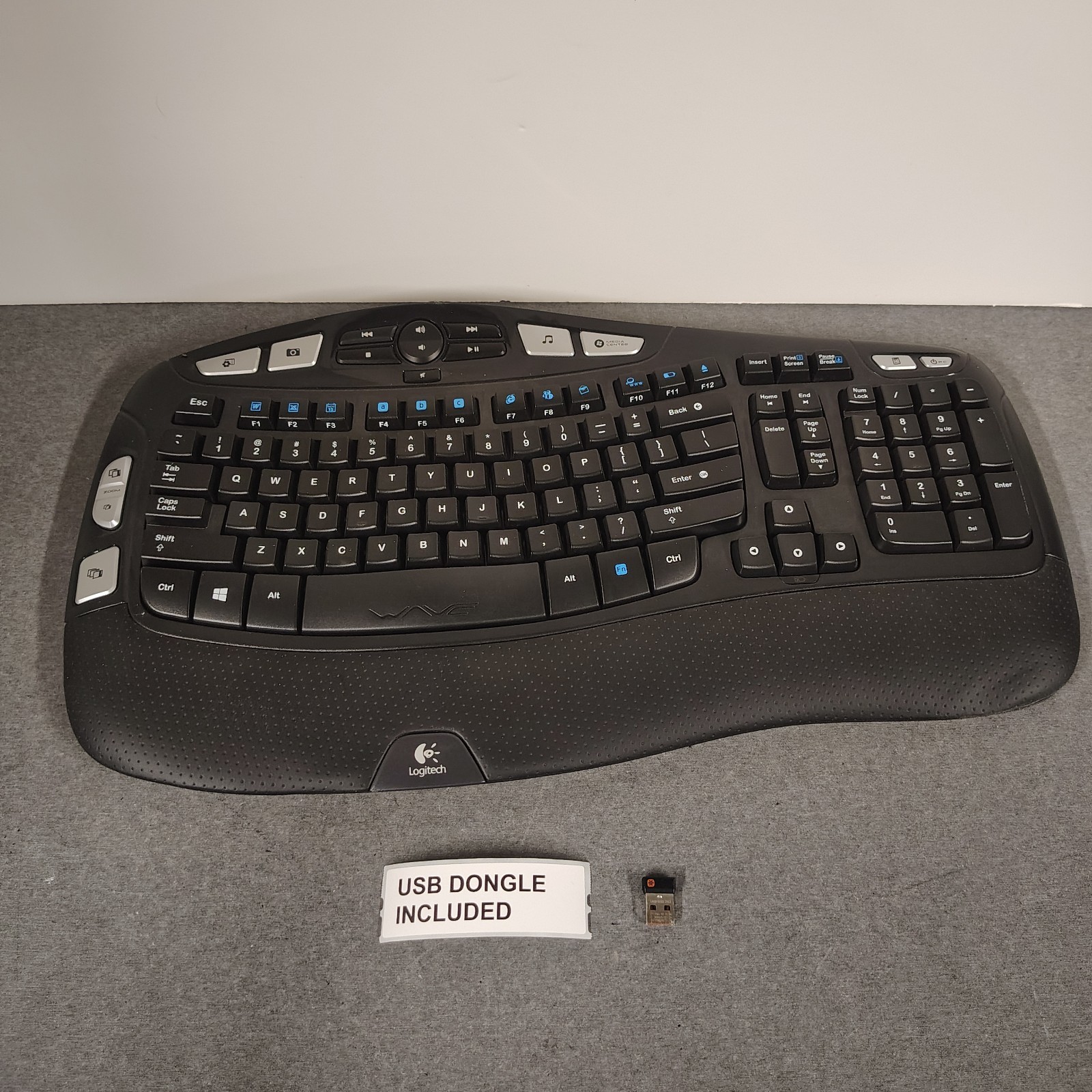 Logitech K350 Comfort Wave Wireless Keyboard w/ USB Dongle INCLUDED - VGC GOOD
