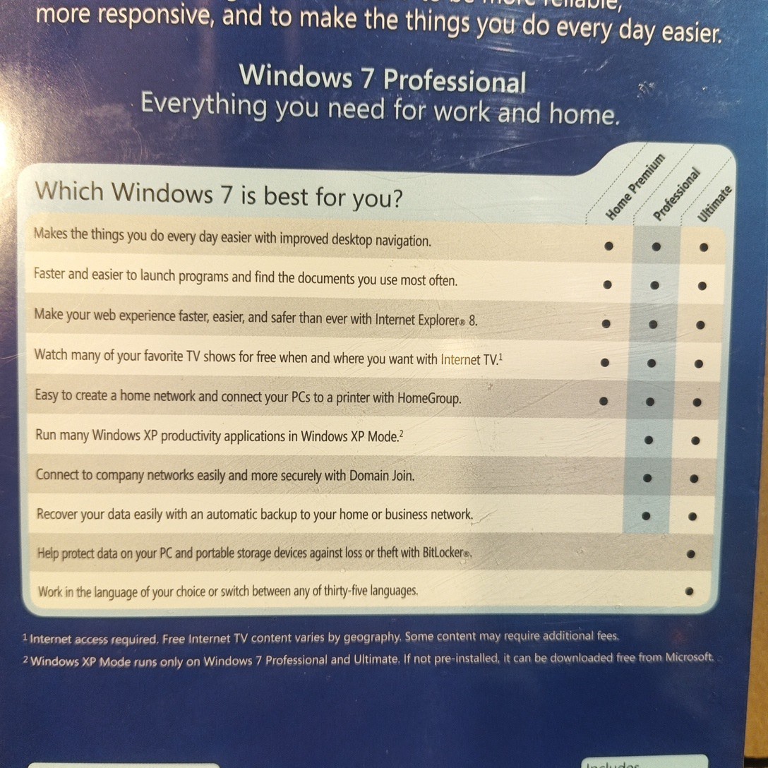 Microsoft Windows 7 Pro Professional 32 / 64bit Kit DVD Retail Box New Install