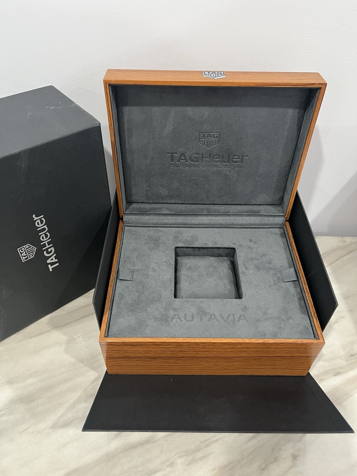 Authentic TAG Heuer Autavia Watch Box Wooden Box And Outer Box Good Condition