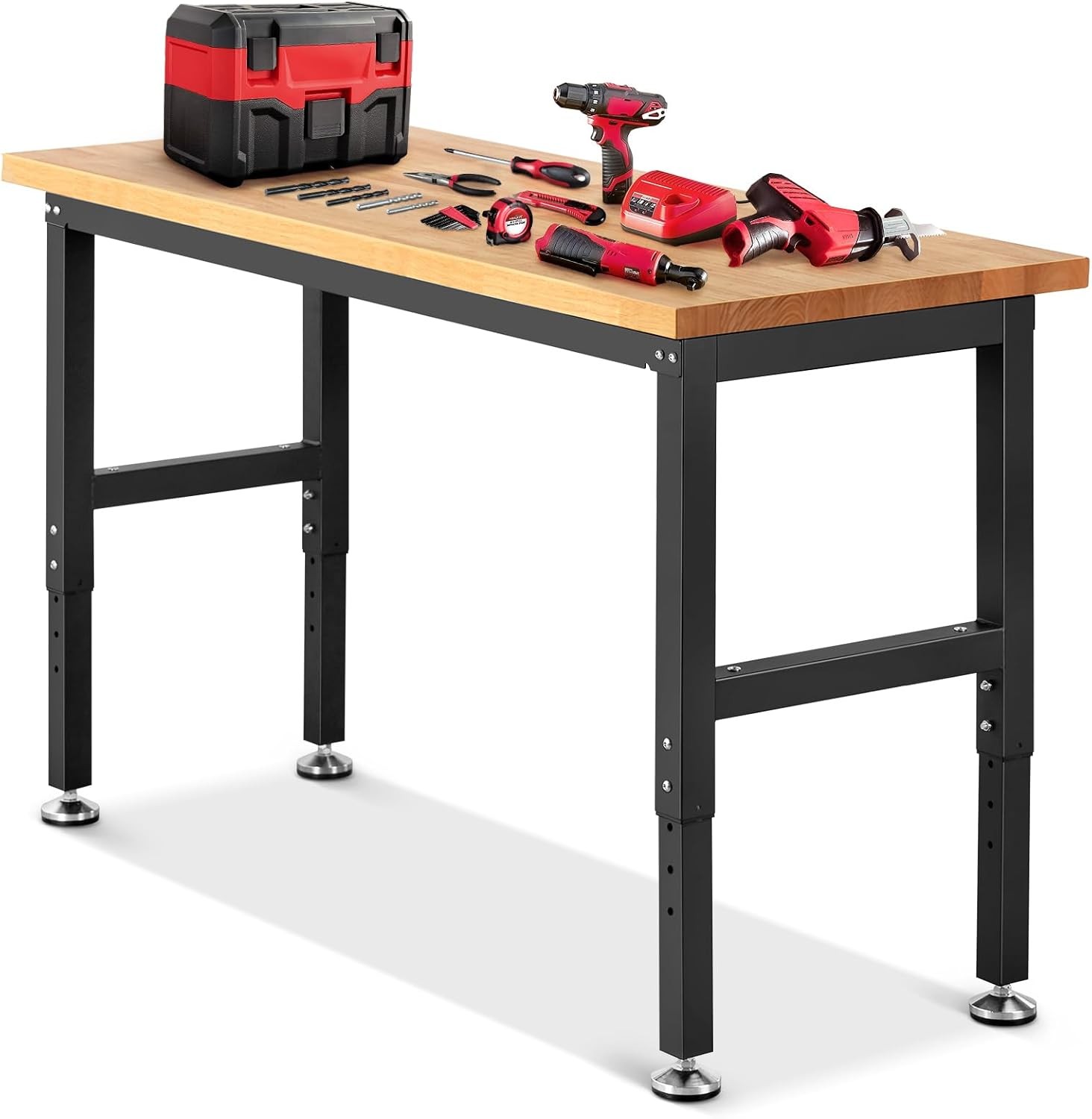 Work Bench Garage Workbench Adjustable Height Work Table Shop Woodworking 60x 22
