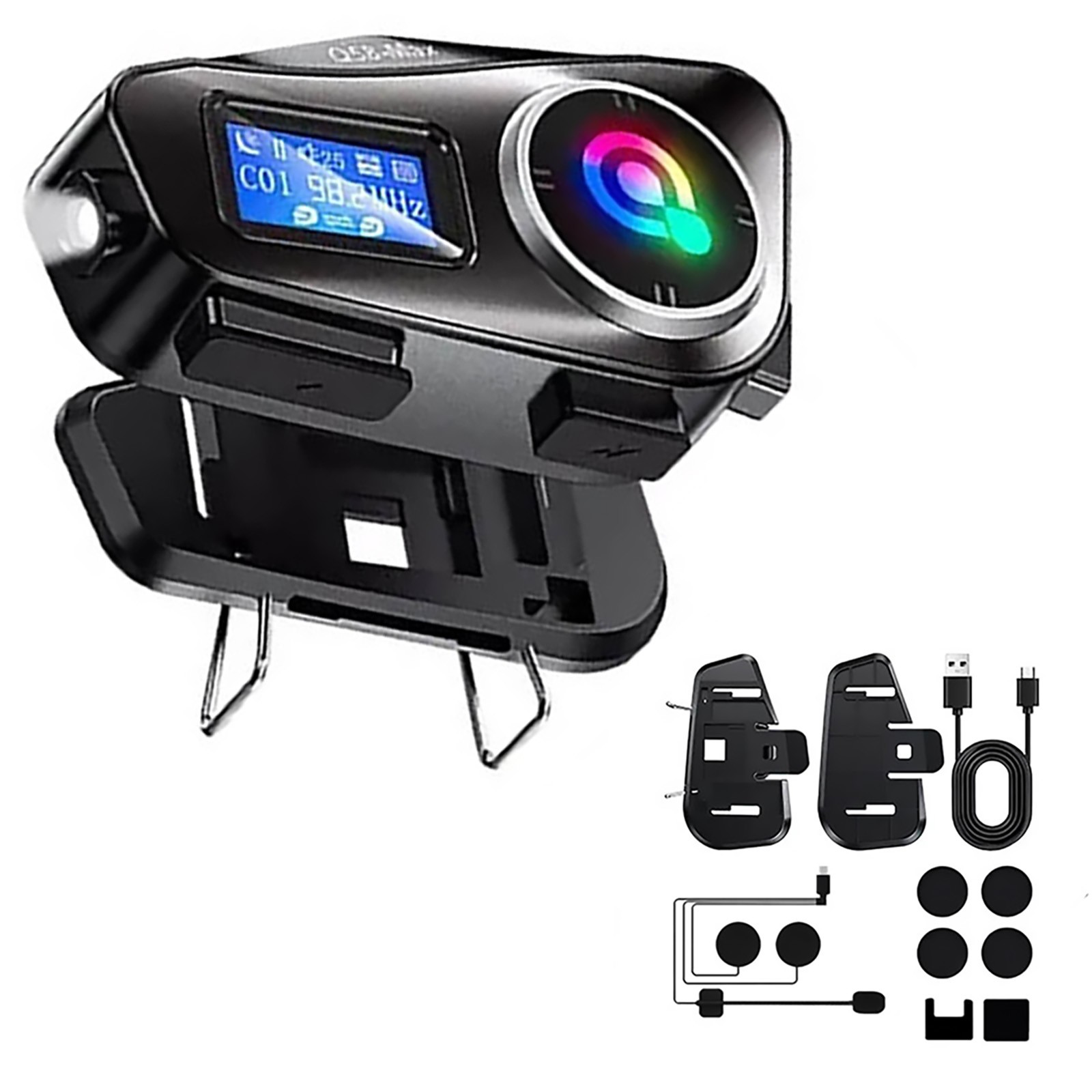 Double back clip Motorcycle Intercom Helmet Bluetooth Headset LCD Waterproof