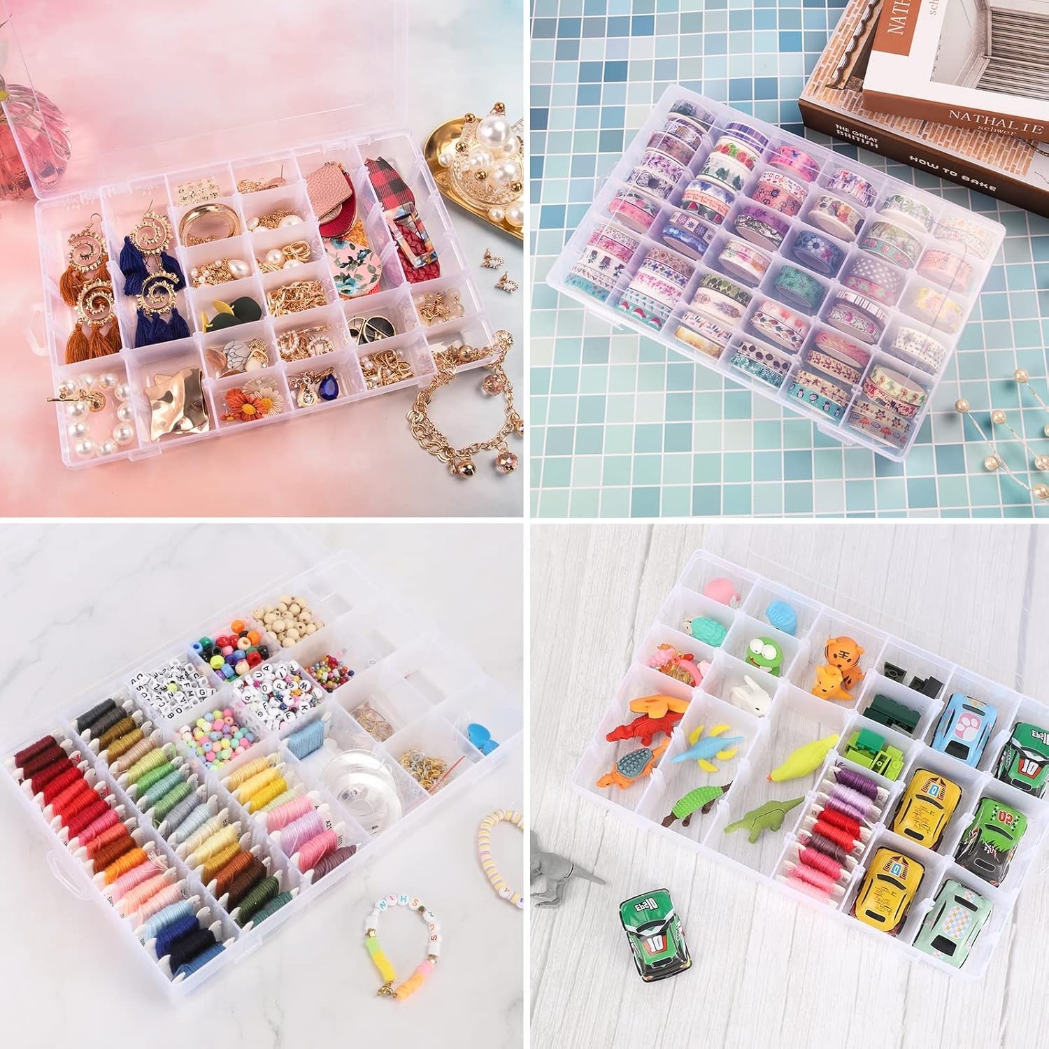 36-Compartment Clear Plastic Organizer Box - Adjustable Tackle & Jewelry Storage