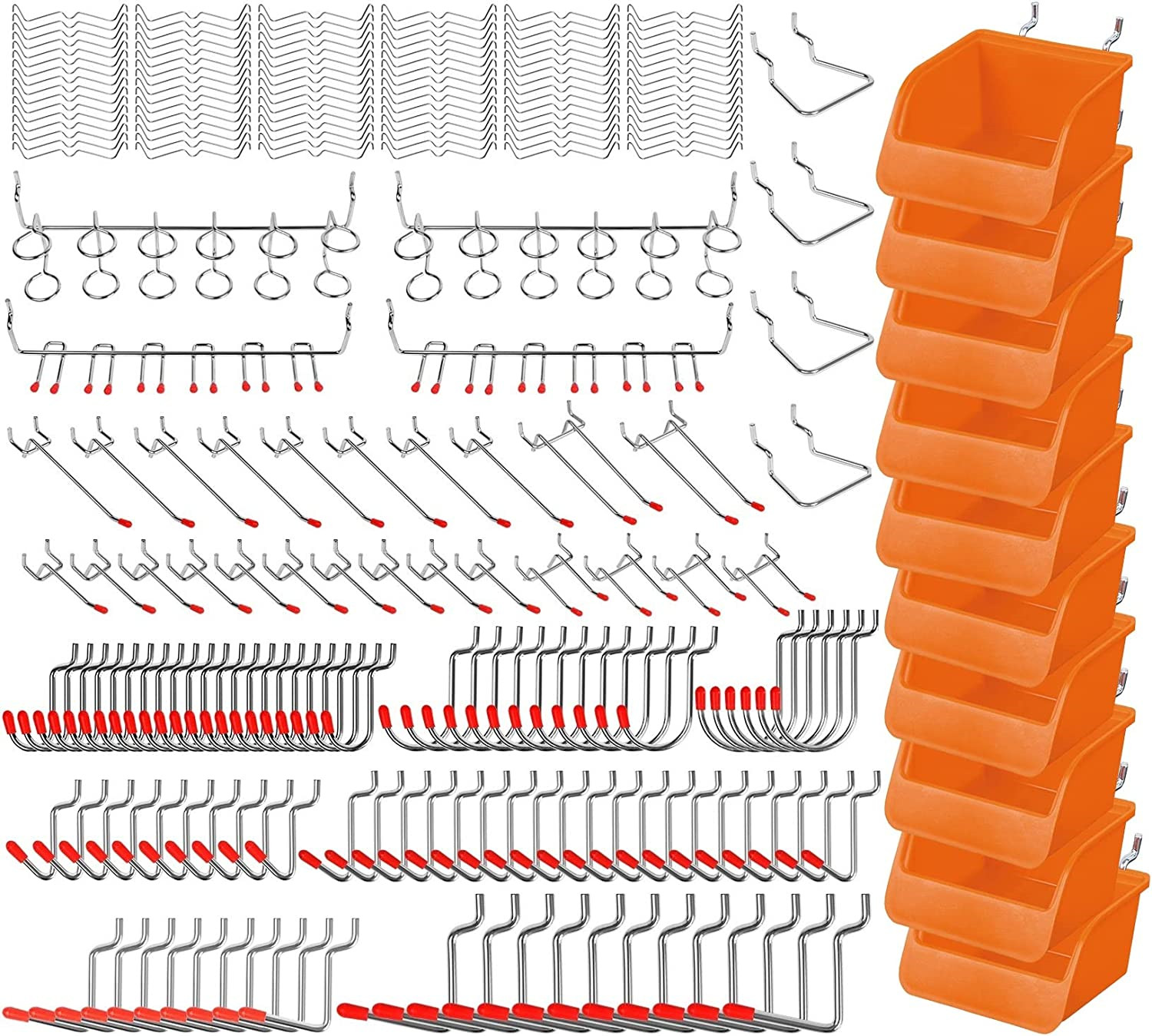 Pegboard Hooks Assortment 238-Piece with Bins for Organizing Tools