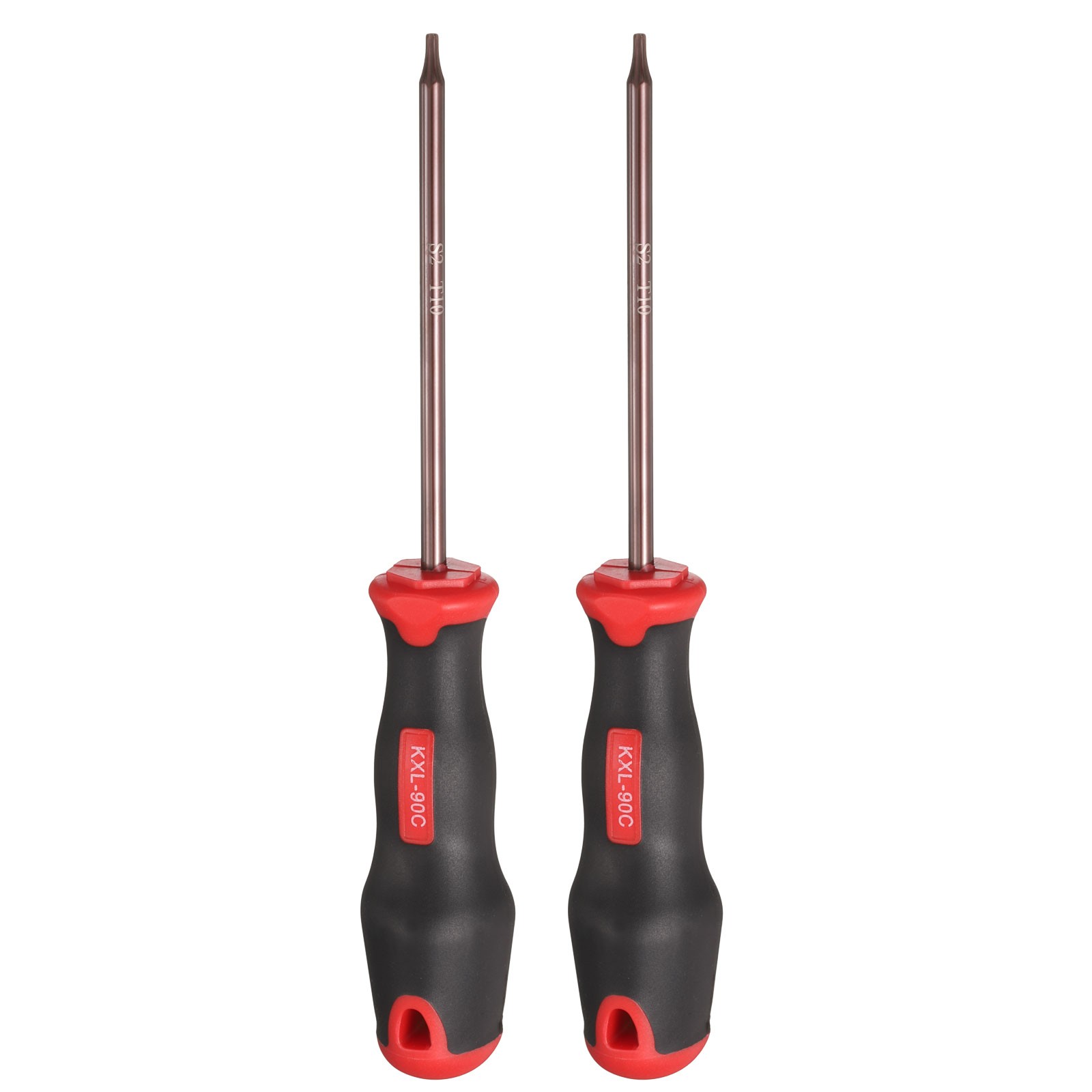2pcs T10 Torx Screwdriver 7.87" Magnetic Screwdrivers S2 Alloy Steel Red Brown