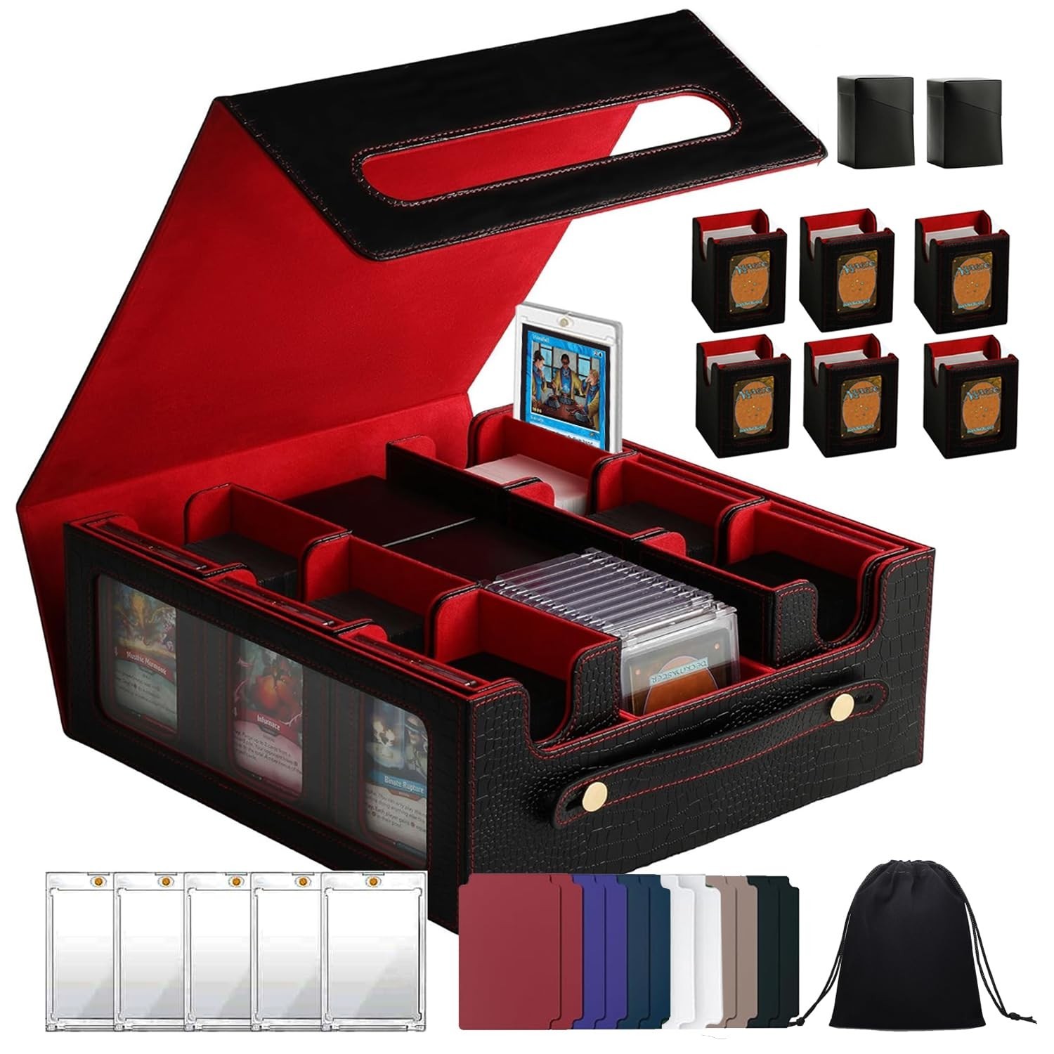 9-in-1 MTG Deck Box with Handle - Fits 1000+ Trading Cards or 8 Commander Dec...