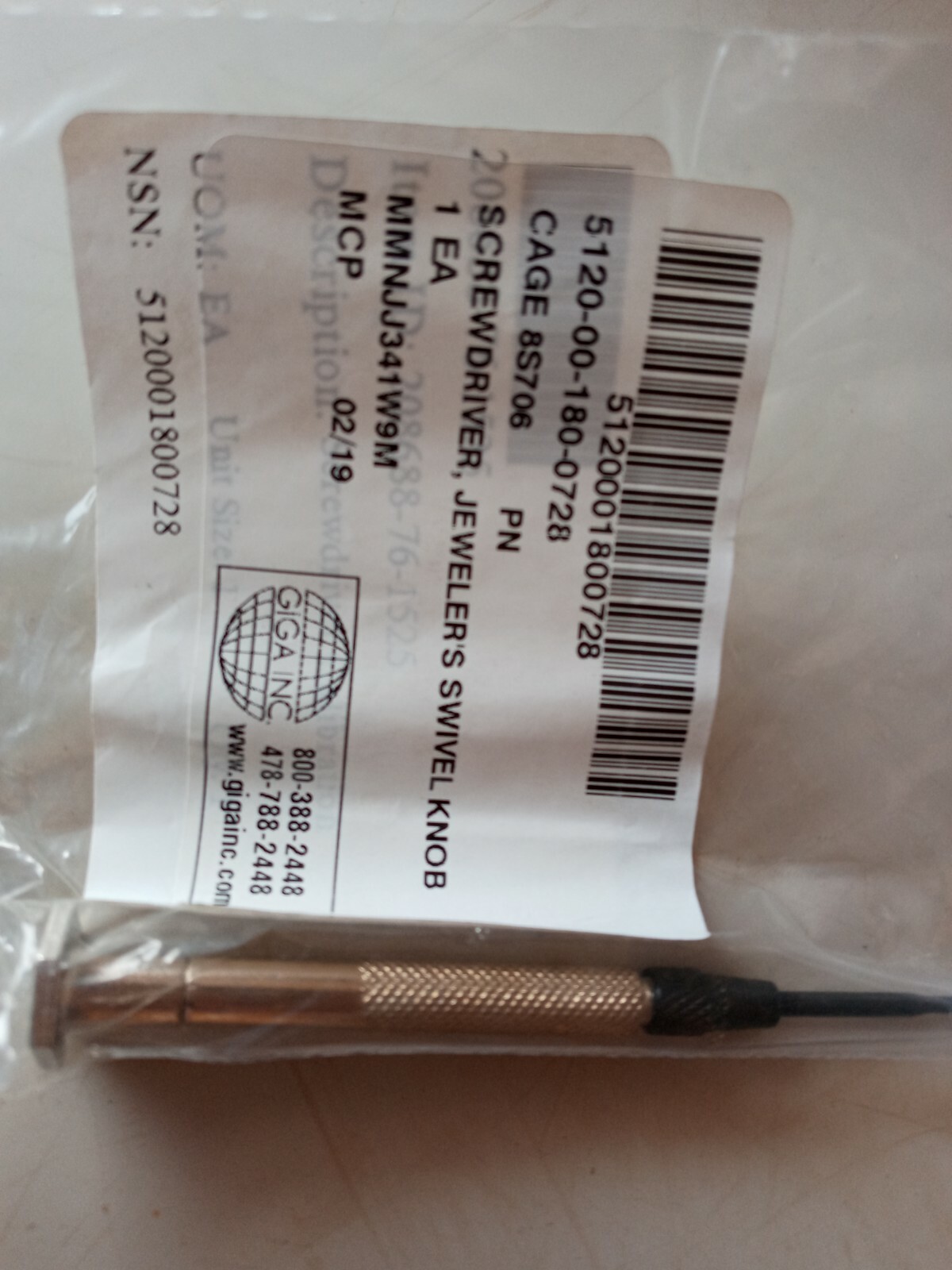 Moody Tools .070” (.07”) Slotted Straight Jeweler's Swivel Knob Screwdriver