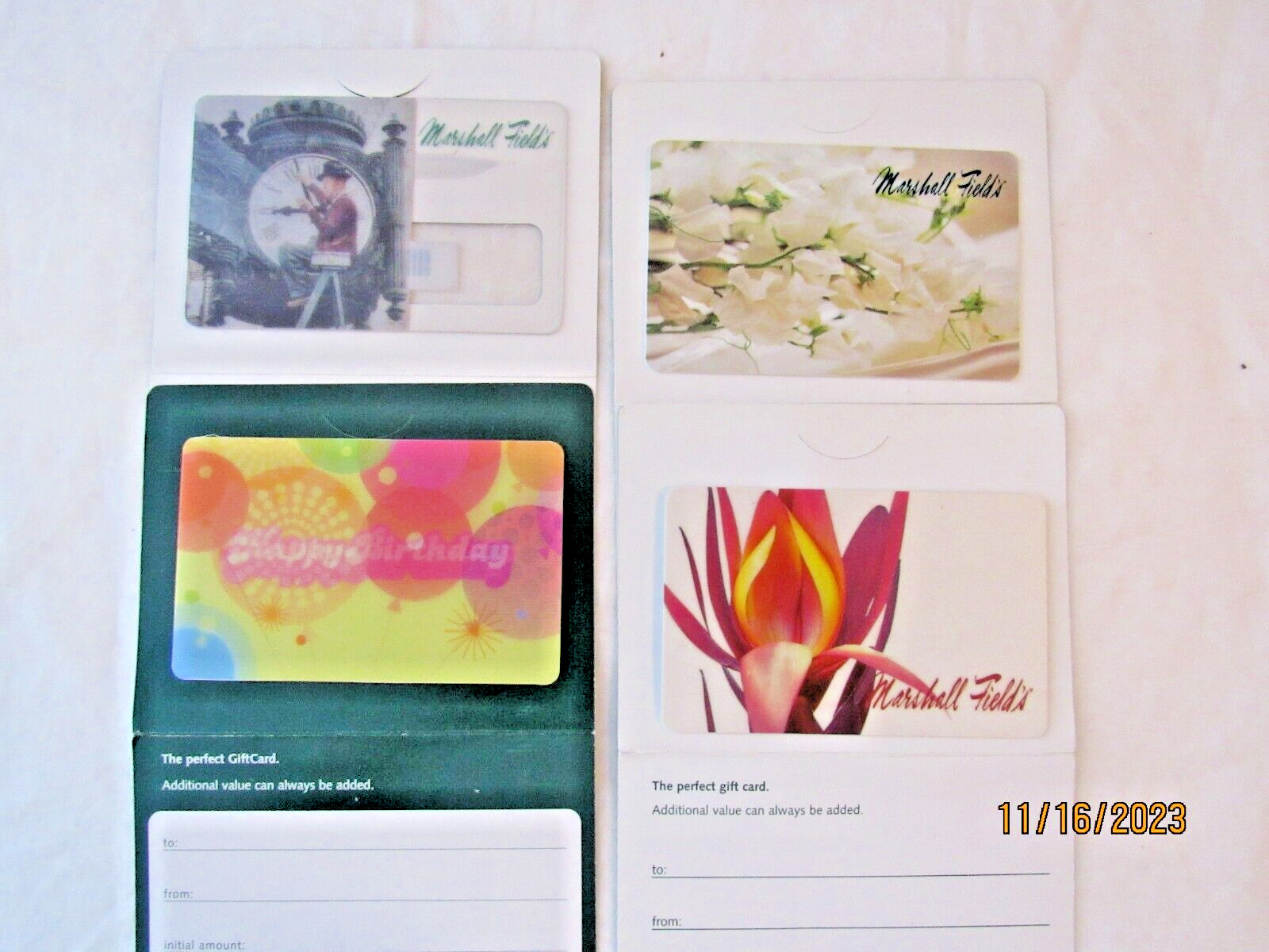 (4) Marshalls Field's Retail Store Collectible Gift Cards