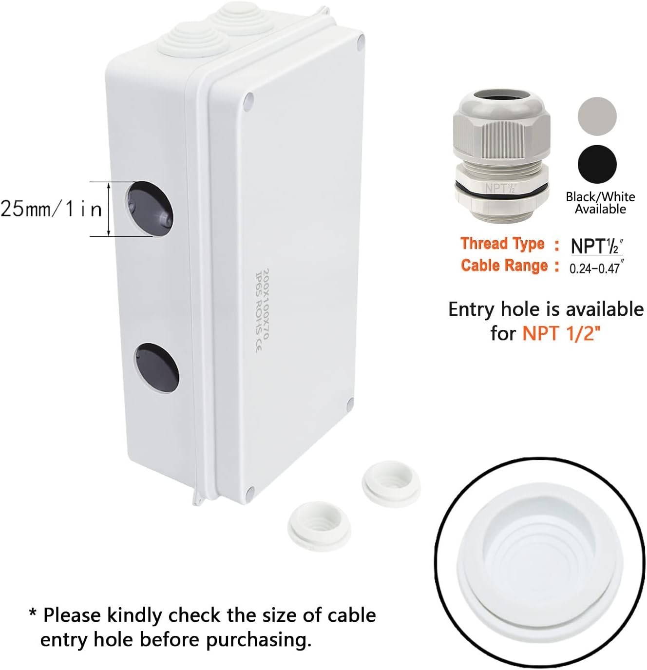 Sturdy ABS Plastic Junction Box Waterproof Dustproof for Electrical Projects