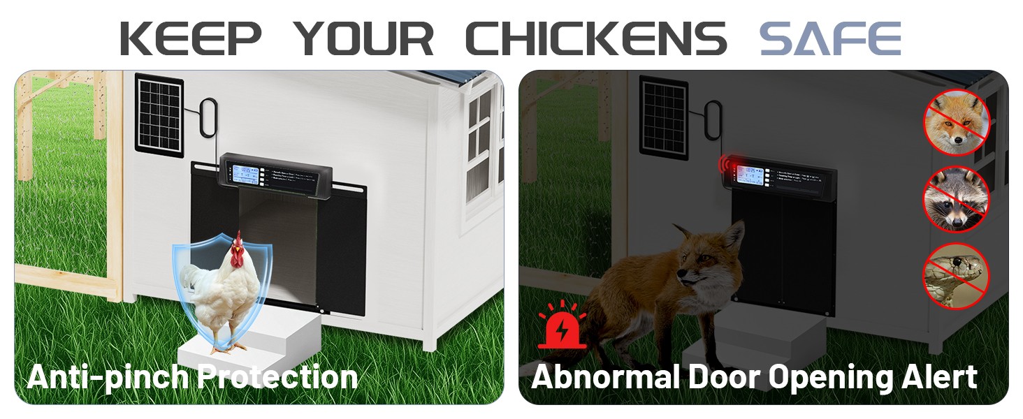 Solar Automatic Chicken Coop Door Opener with Timer Light Sensor Remote Control