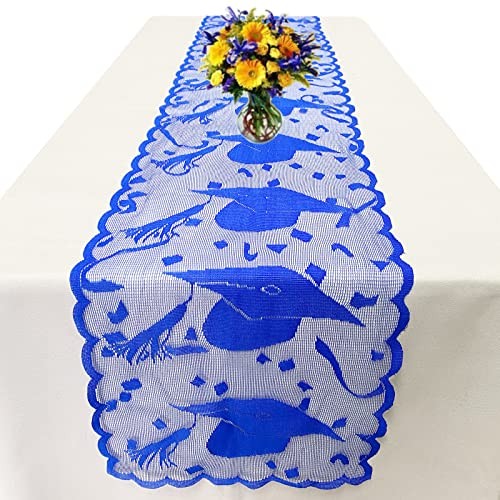 Lace Graduation Table Runner 72 Inches - 2026 Graduation Party Decorations Blue