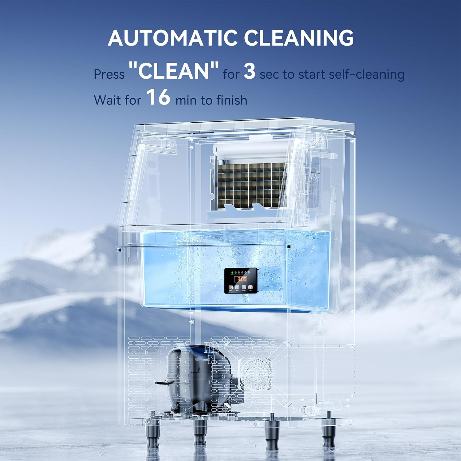 Commercial Ice Maker Machine, 100Lbs/24H Ice Machine, 34Lbs Storage, 45 Ice Cube