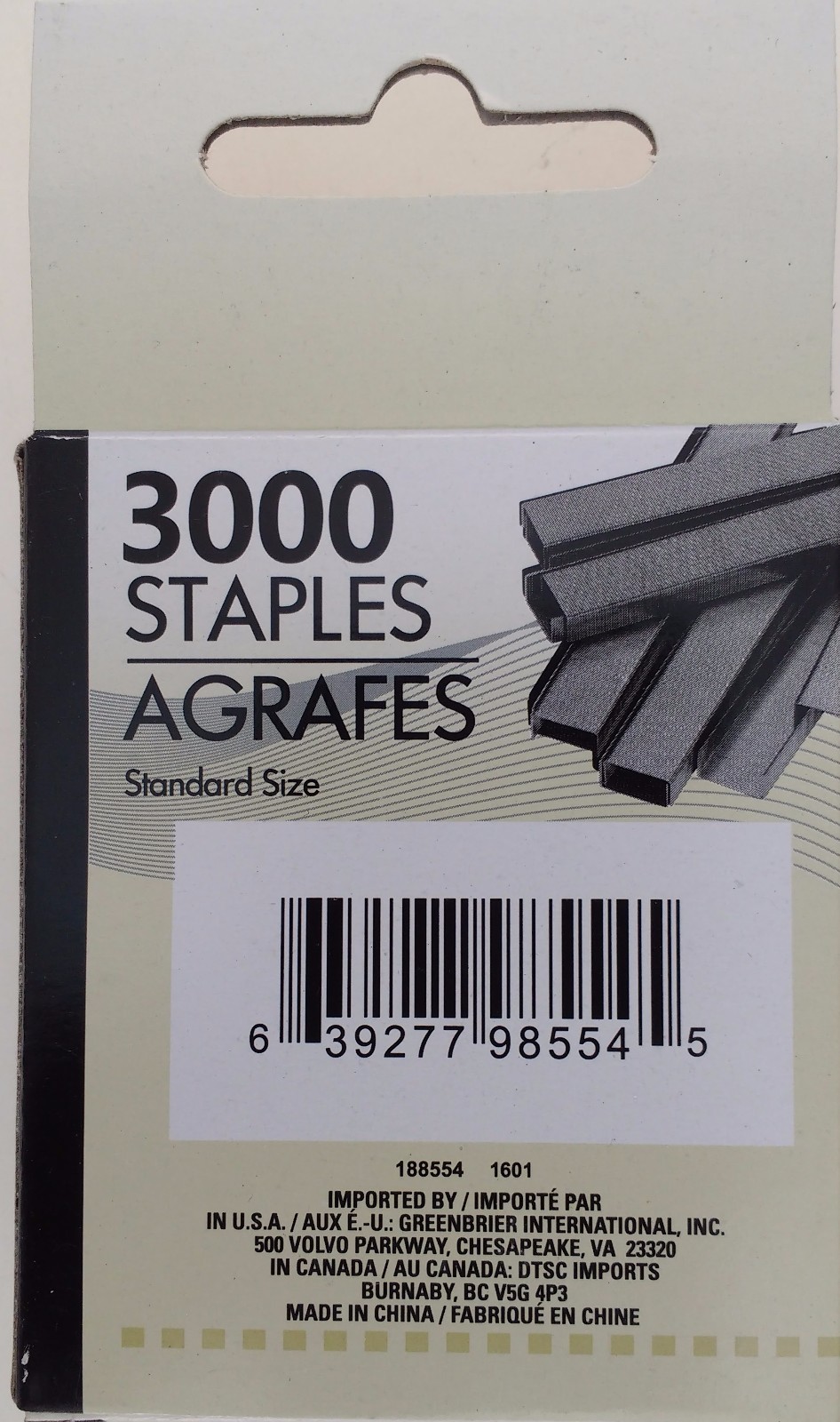 STAPLES Standard Size 3000/Pack