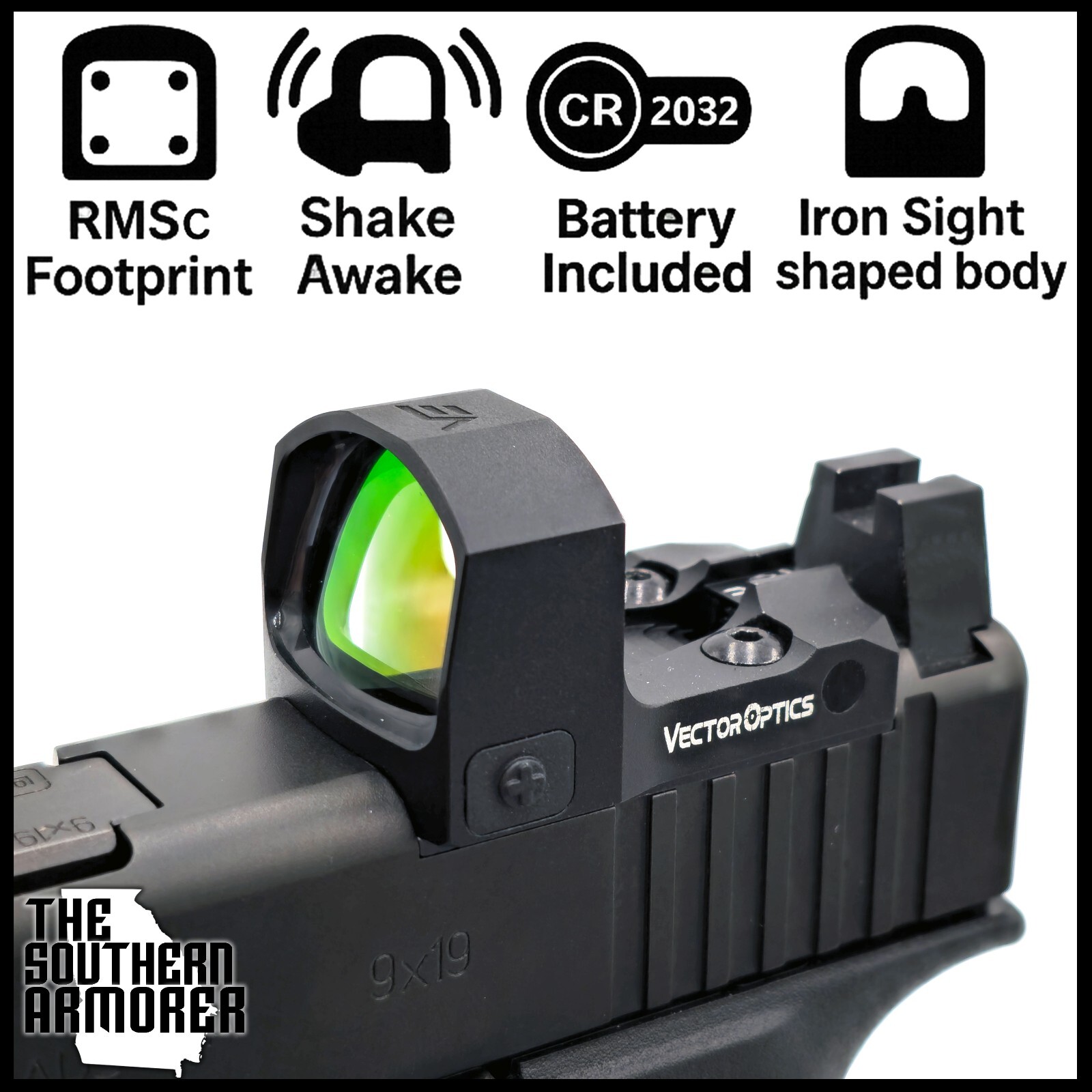 PISTOL OPTIC FOR GLOCK G43X MOS 48 MOS 43X OPEN REFLEX MICRO RED DOT 3MOA SHAKE