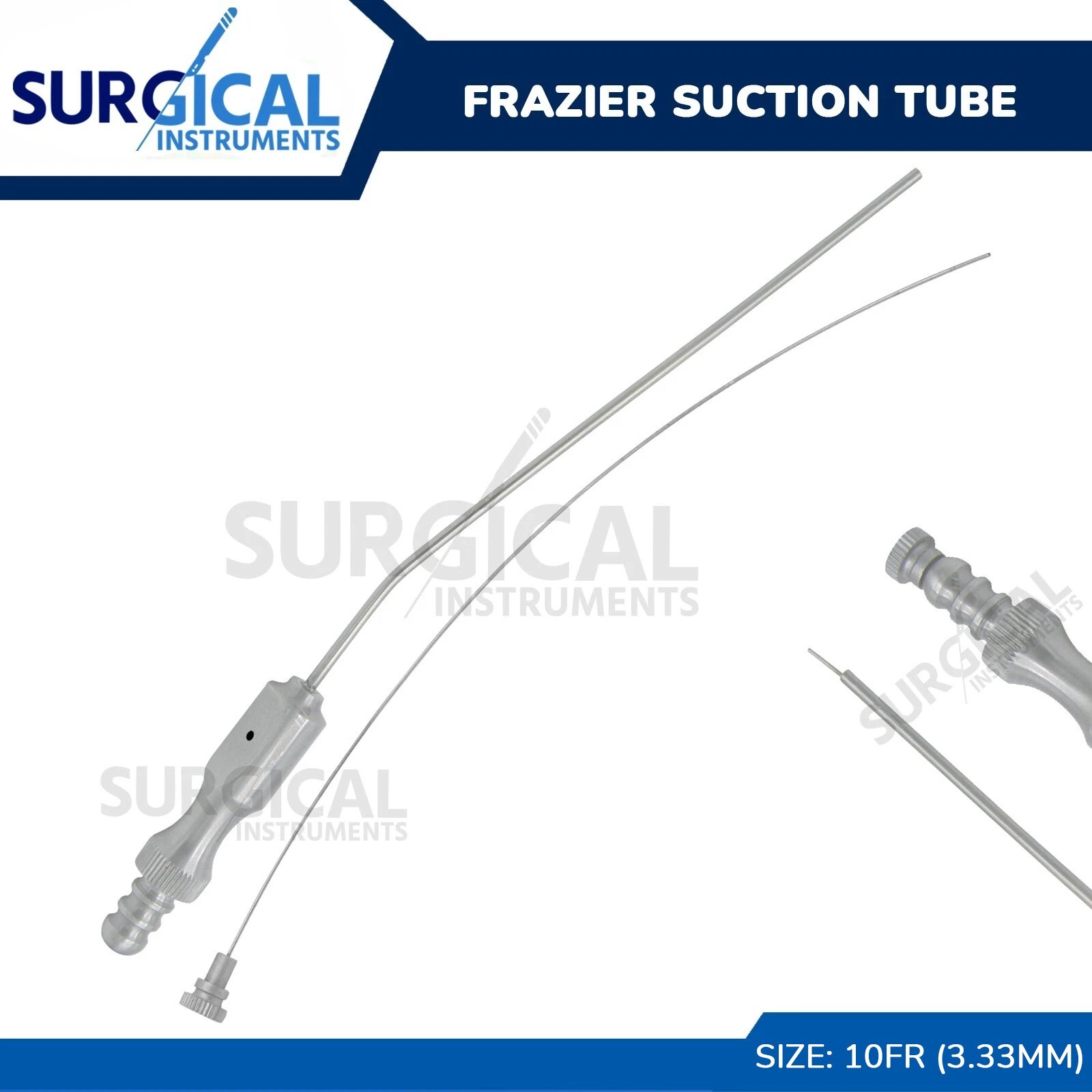 Frazier Suction Surgical Tube No. 10 (3.33mm) 7.6" Aspirator Surgical German Gr