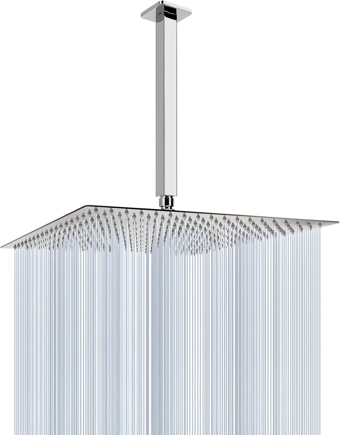 Rain Shower Head With Shower Arm, Ceiling Mount Square Shower,