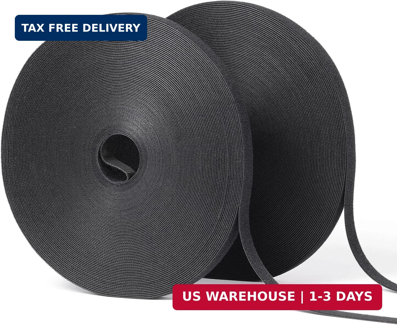 1/2in x 200ft Hook and Loop Roll | Double-Sided Strips, Self-Gripping Straps | R