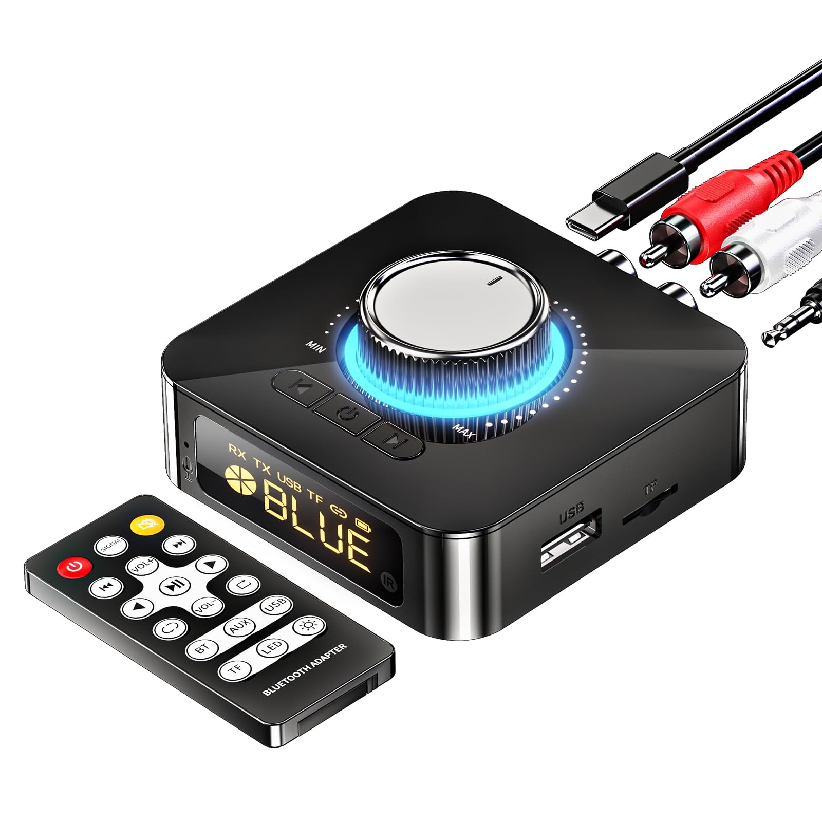 MOREGAX 5.0 Bluetooth Audio Receiver Transmitter, Wireless Small, Black