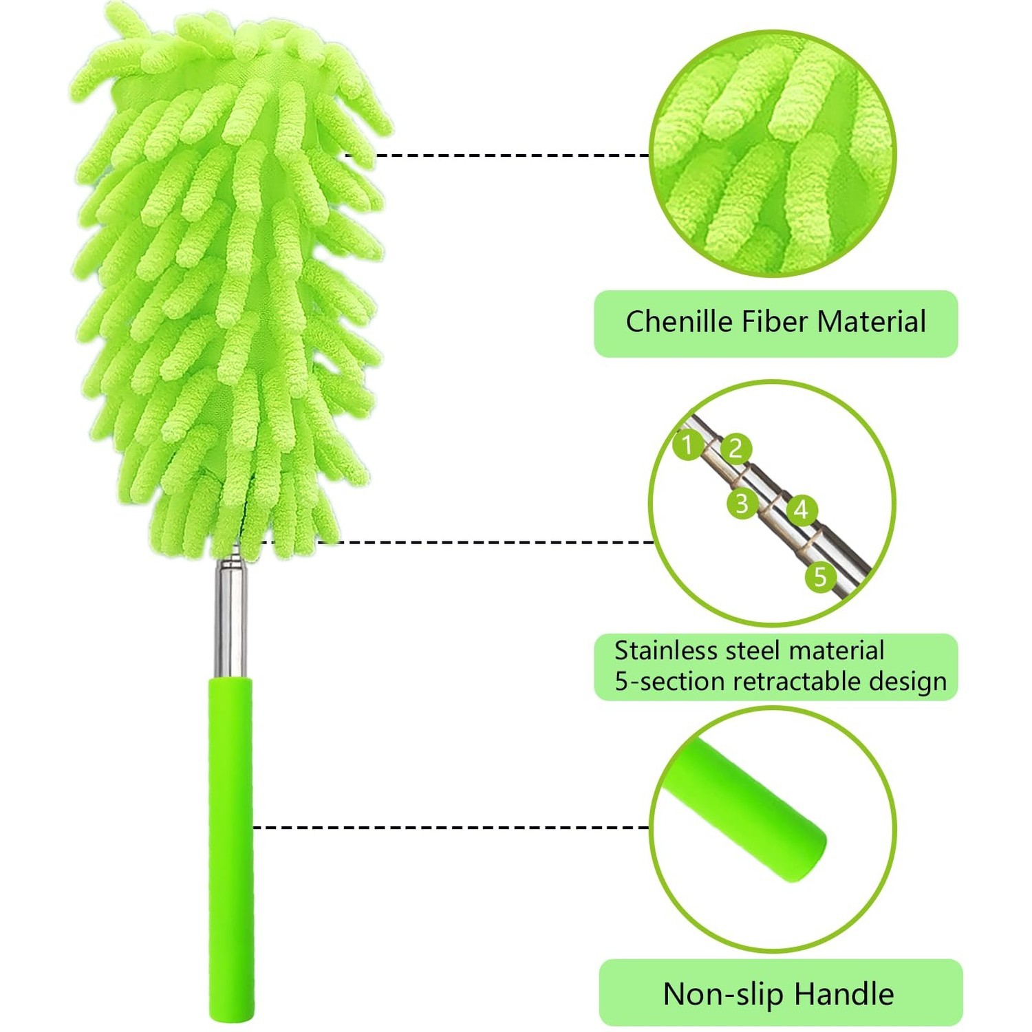 2 Pack Extendable Microfiber Feather Duster for Cleaning, Washable Dusters, U...