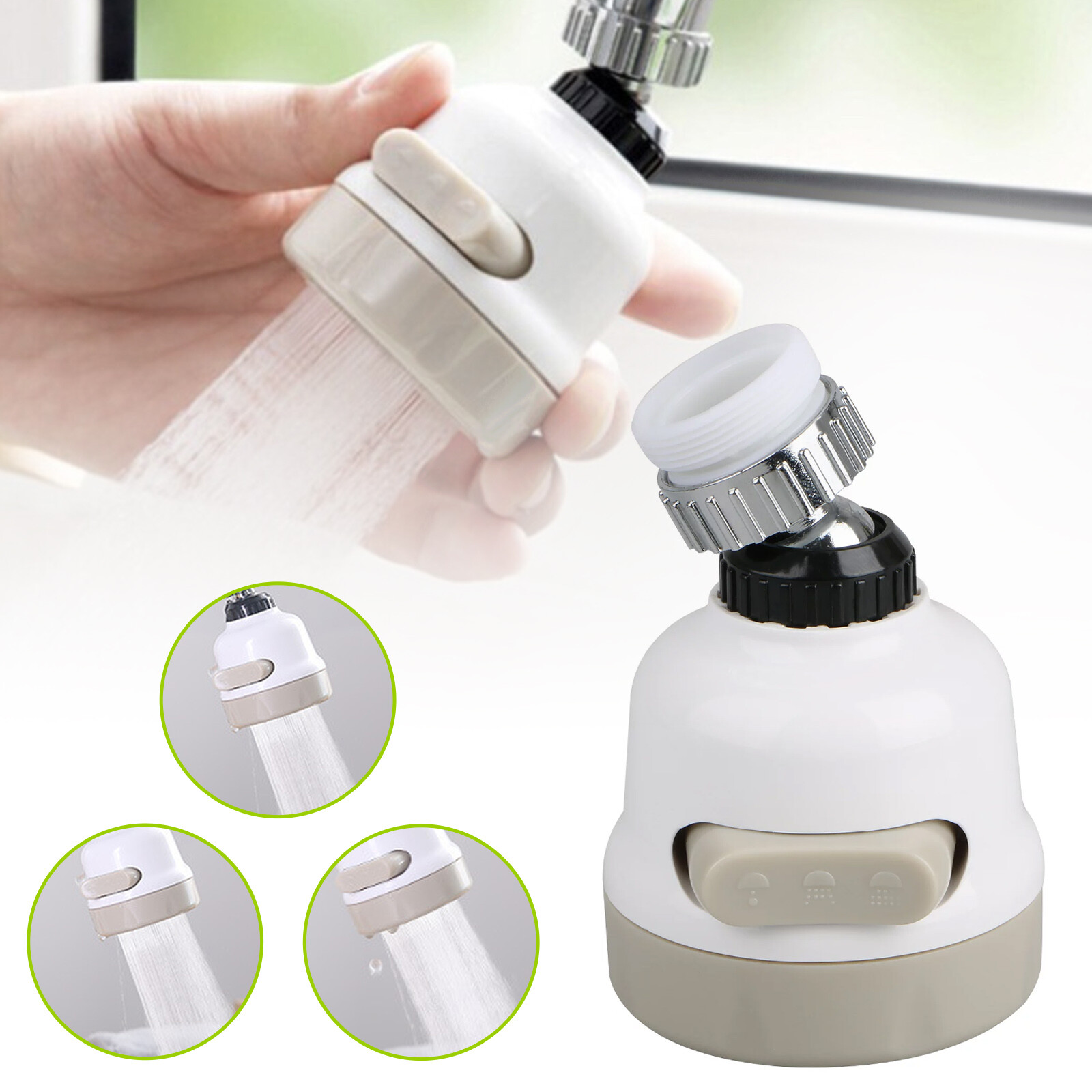 360° Rotating Faucet Water Filter Movable Kitchen Sink Tap Head Nozzle Sprayer