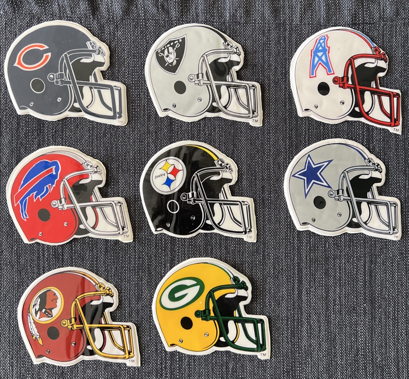 Vintage NFL Helmet Logo Stickers Lot Of 8 Puffy 3 Inch Football Stickers