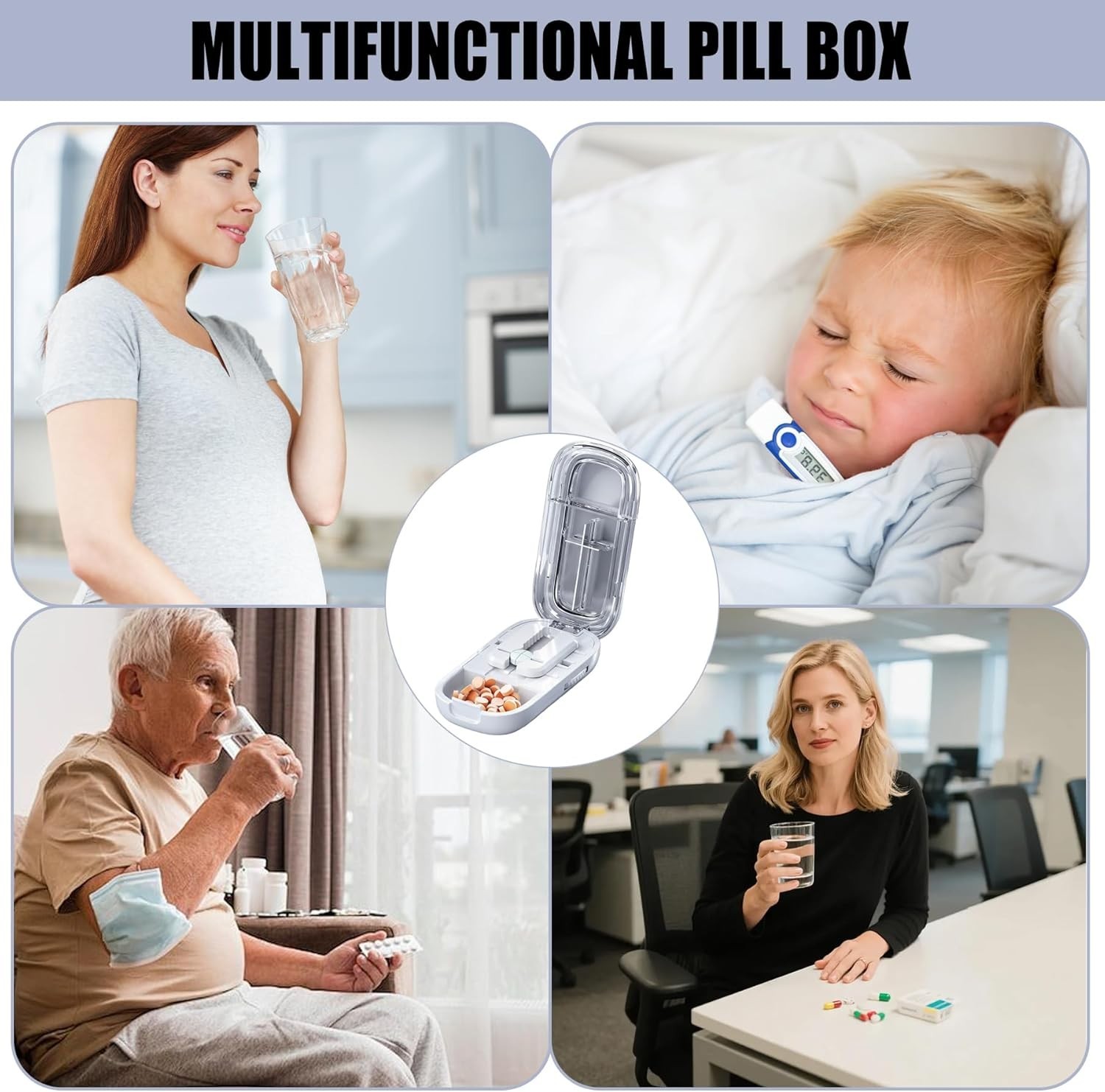 Pill Cutter Splitter for Small and Tiny Pills - 1/4 Adjustable Pi
