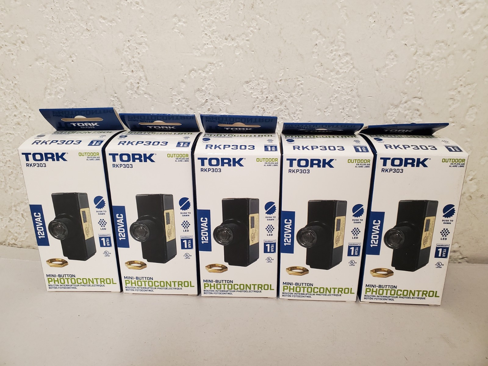 *LOT OF 5* TORK 120-Volt LED/CFL Mini Button Photo Control (Model: RKP303)