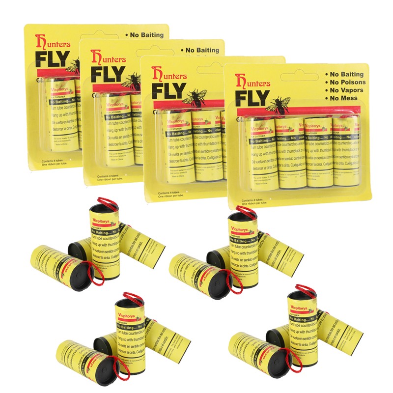 16 Rolls Sticky Fly Trap Paper Yellow Traps Fruit Flies Insect Glue Catcher